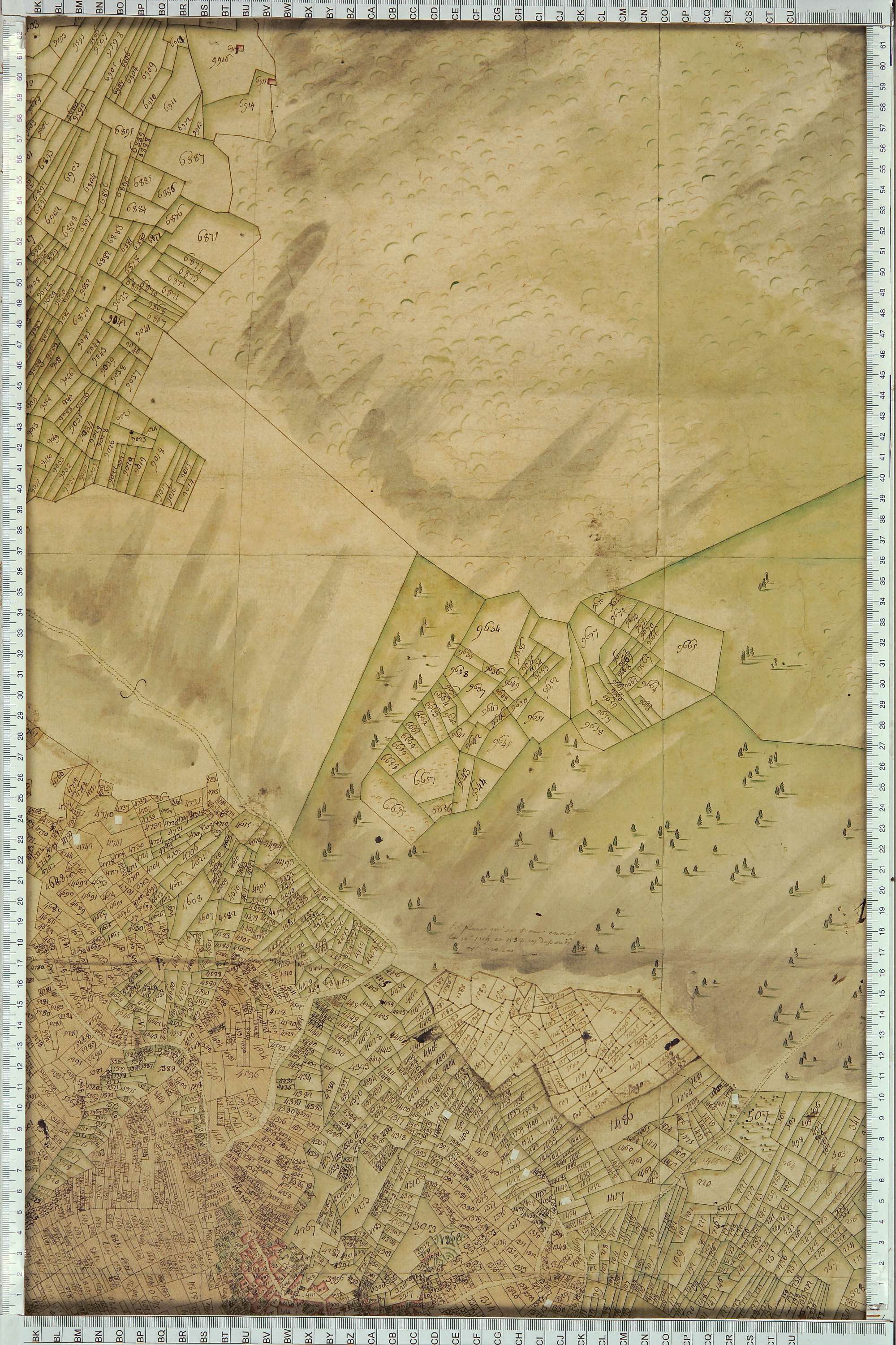 Montricher-Albanne - Copie de la mappe originale (plan cadastral) de la commune d’Albane. Signée Cocelli, directeur du bureau de la péréquation.