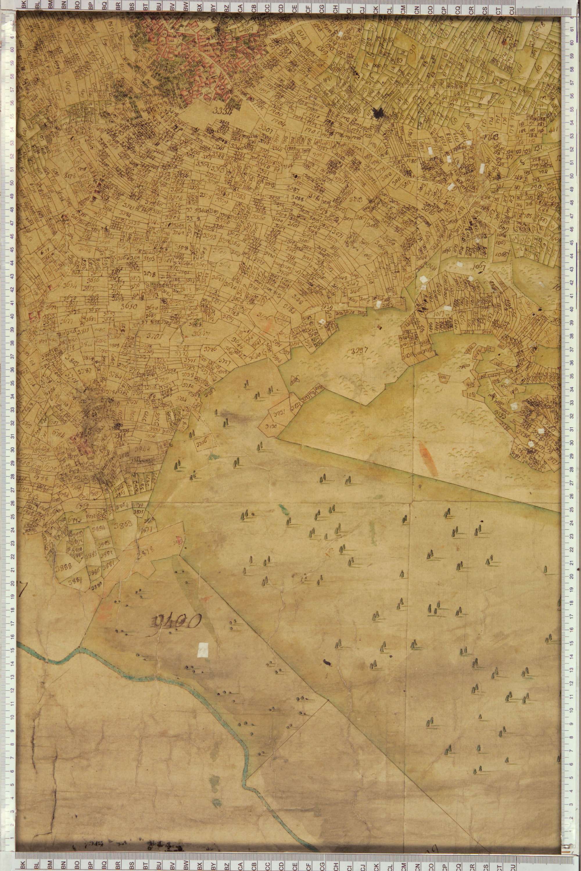 Montricher-Albanne - Copie de la mappe originale (plan cadastral) de la commune d’Albane. Signée Cocelli, directeur du bureau de la péréquation.