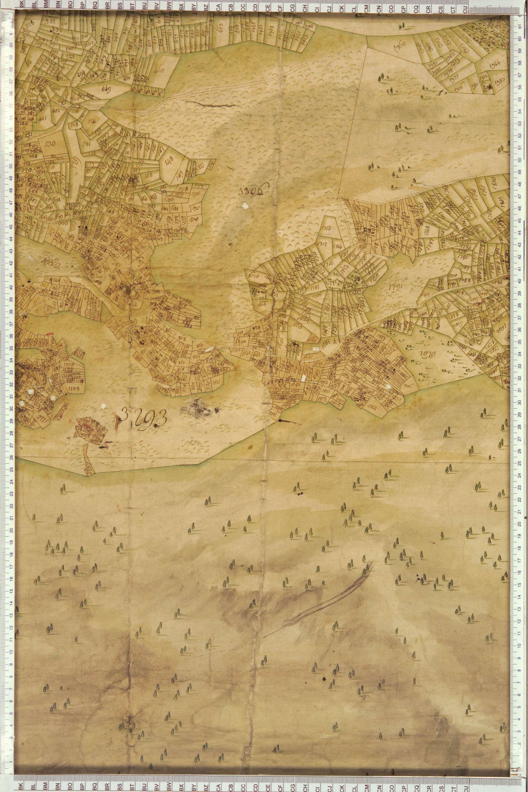 Montricher-Albanne - Copie de la mappe originale (plan cadastral) de la commune d’Albane. Signée Cocelli, directeur du bureau de la péréquation.