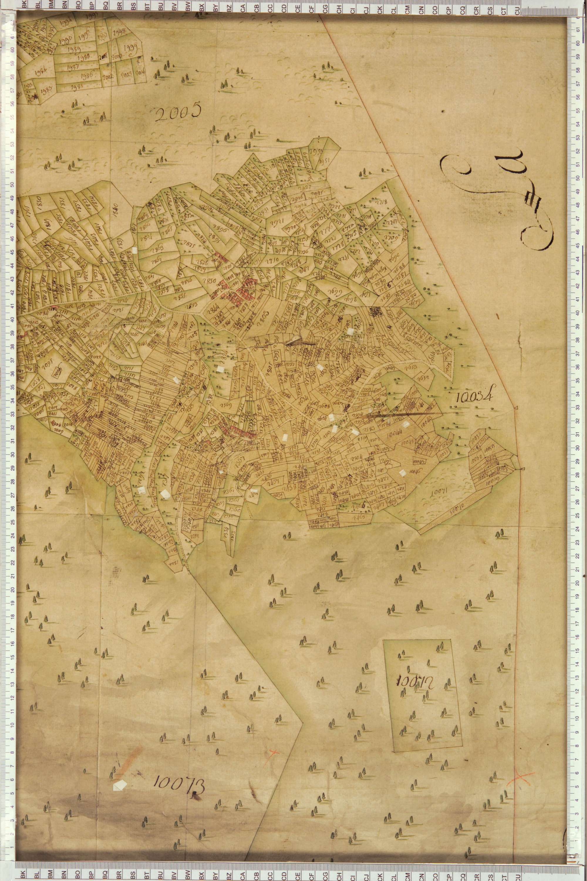 Montricher-Albanne - Copie de la mappe originale (plan cadastral) de la commune d’Albane. Signée Cocelli, directeur du bureau de la péréquation.