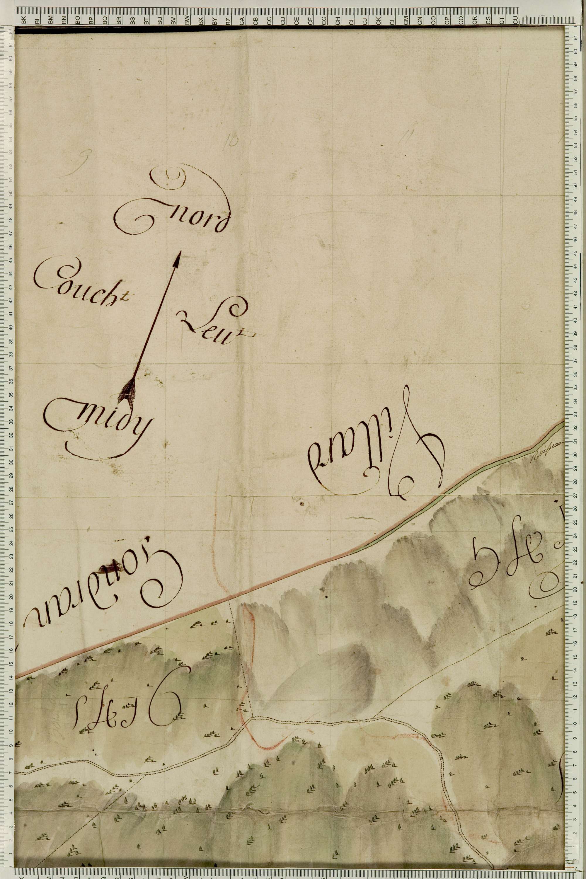 Montricher-Albanne - Copie de la mappe originale (plan cadastral) de la commune de Montricher. Signée Cocelli, directeur de la péréquation générale.