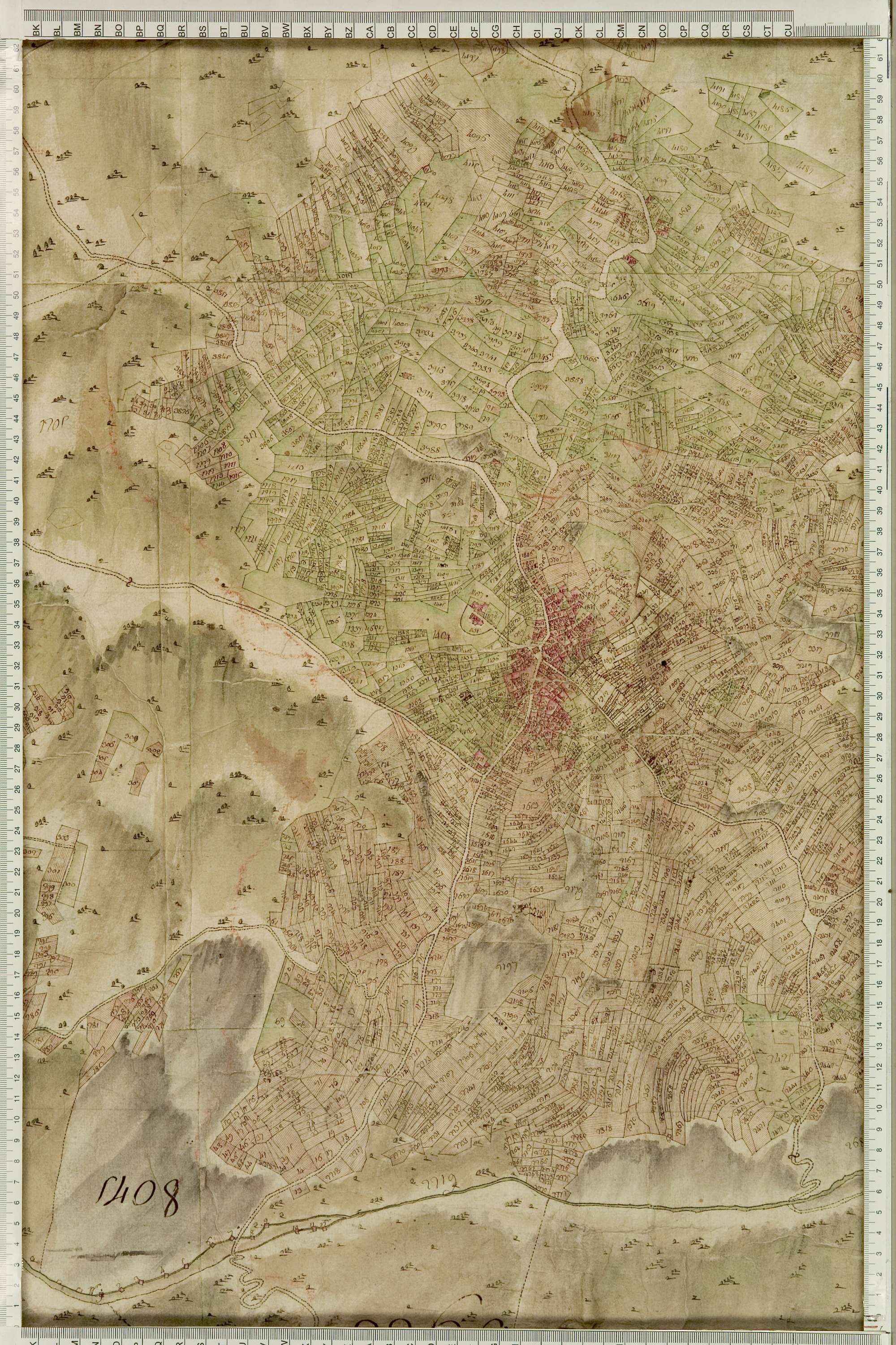 Montricher-Albanne - Copie de la mappe originale (plan cadastral) de la commune de Montricher. Signée Cocelli, directeur de la péréquation générale.