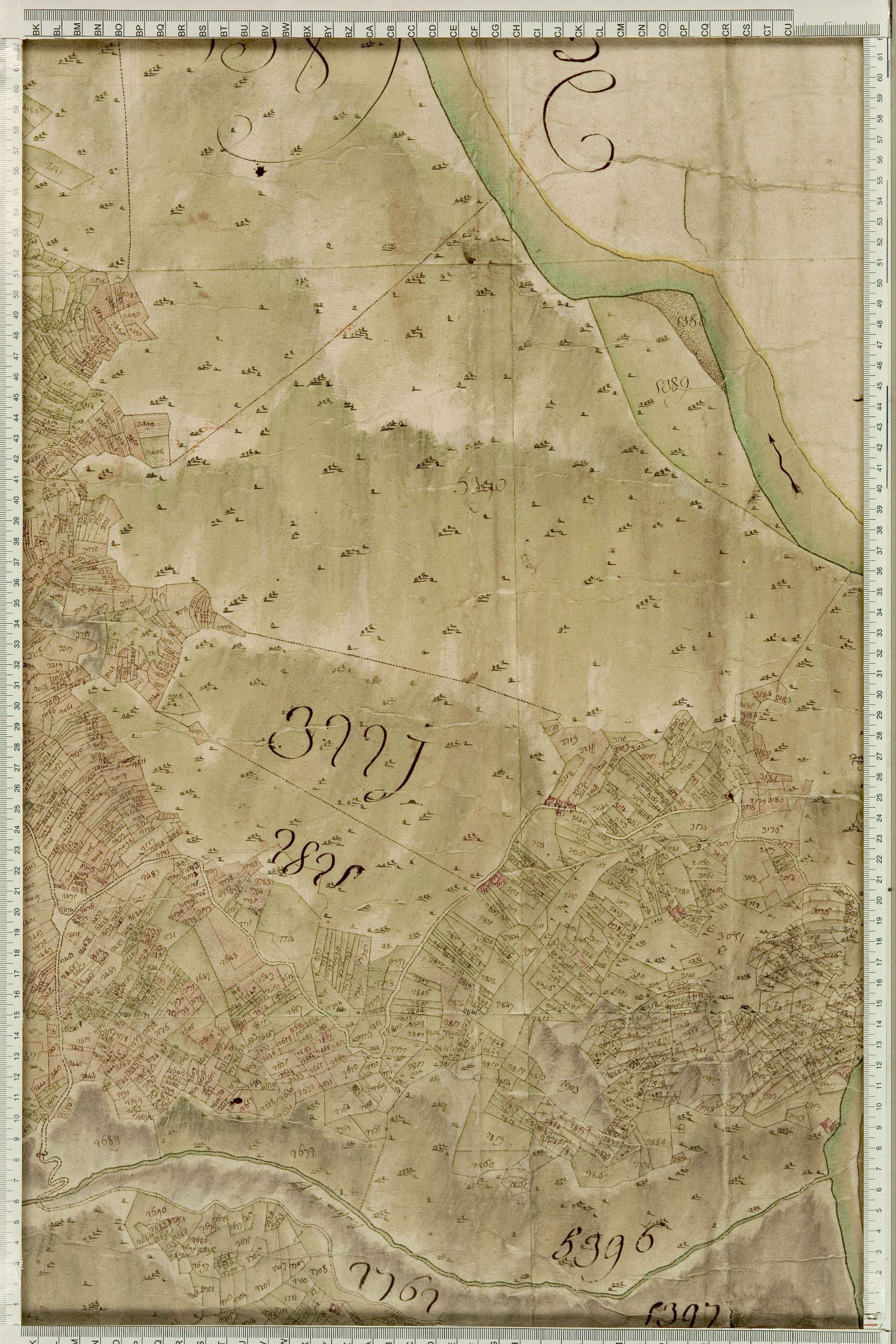 Montricher-Albanne - Copie de la mappe originale (plan cadastral) de la commune de Montricher. Signée Cocelli, directeur de la péréquation générale.