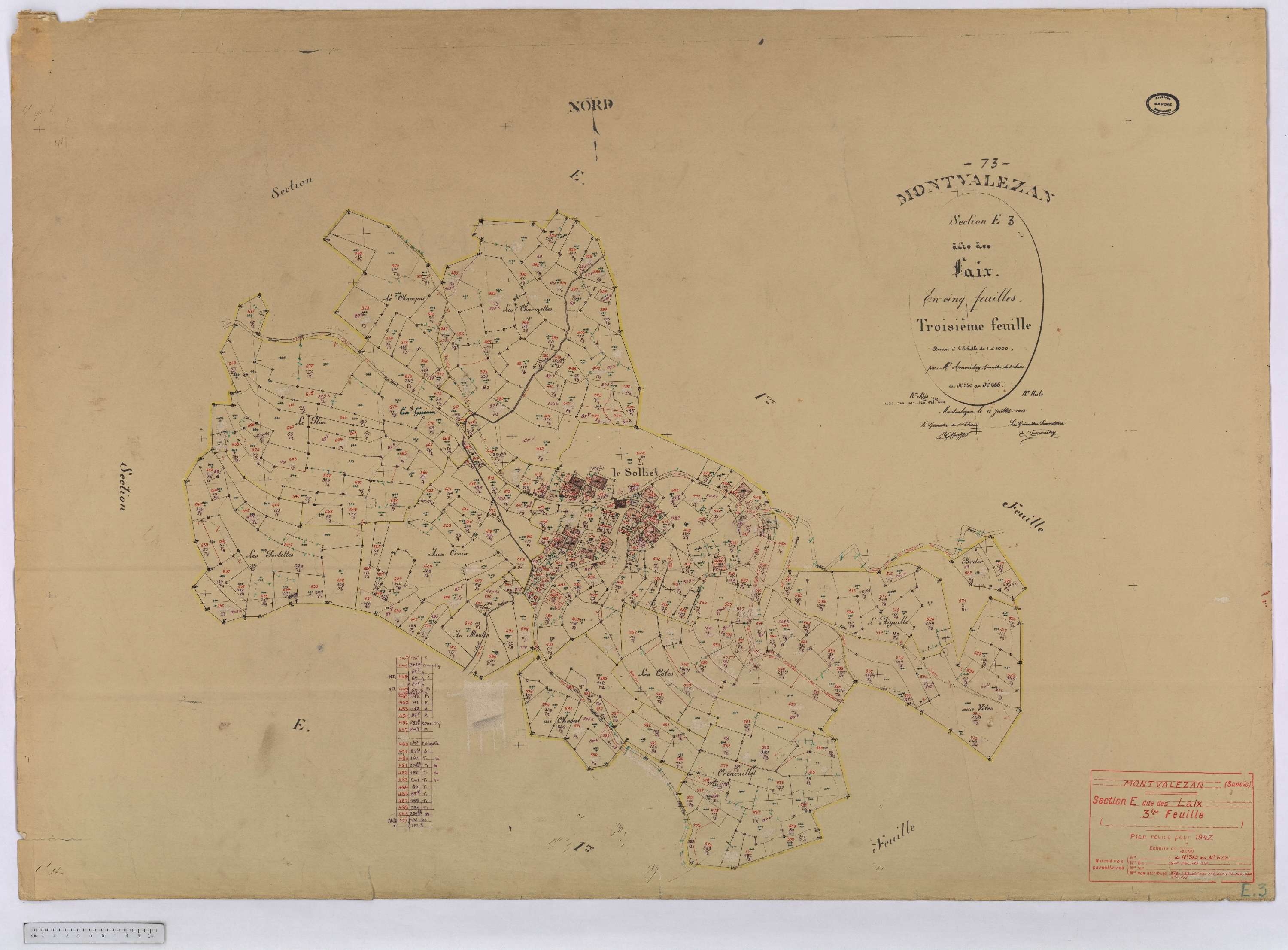 Montvalezan - Cadastre rénove (1947).