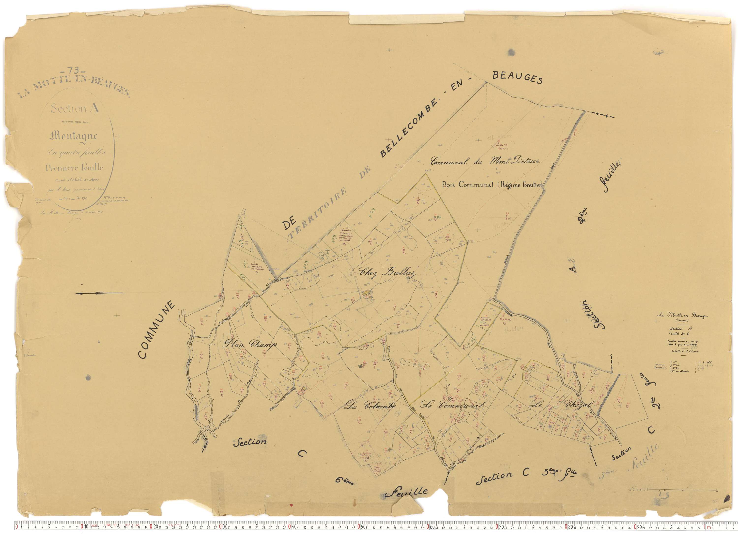 La Motte-en-Bauges - Cadastre rénové, version de travail (1958).