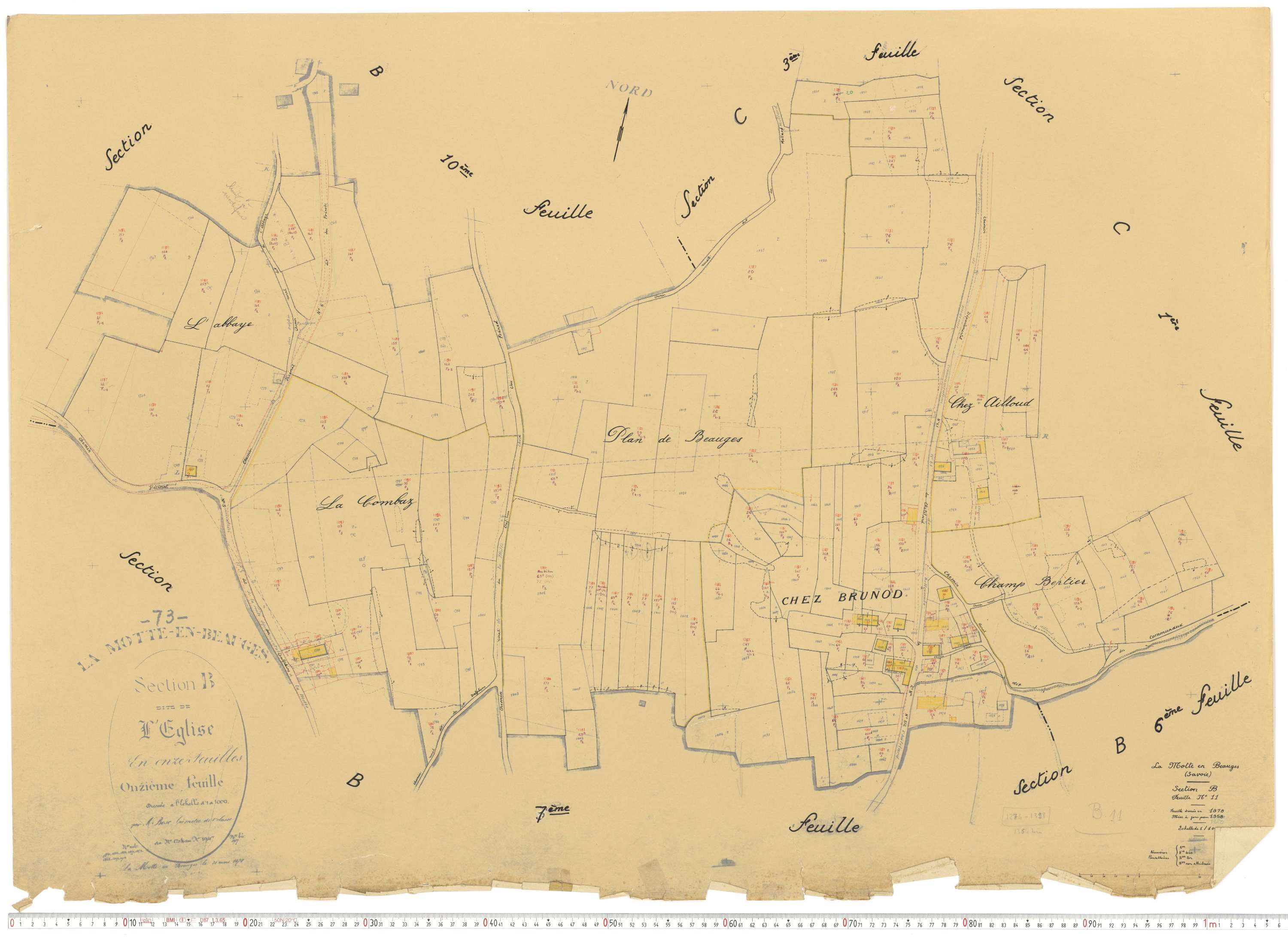 La Motte-en-Bauges - Cadastre rénové, version de travail (1958).