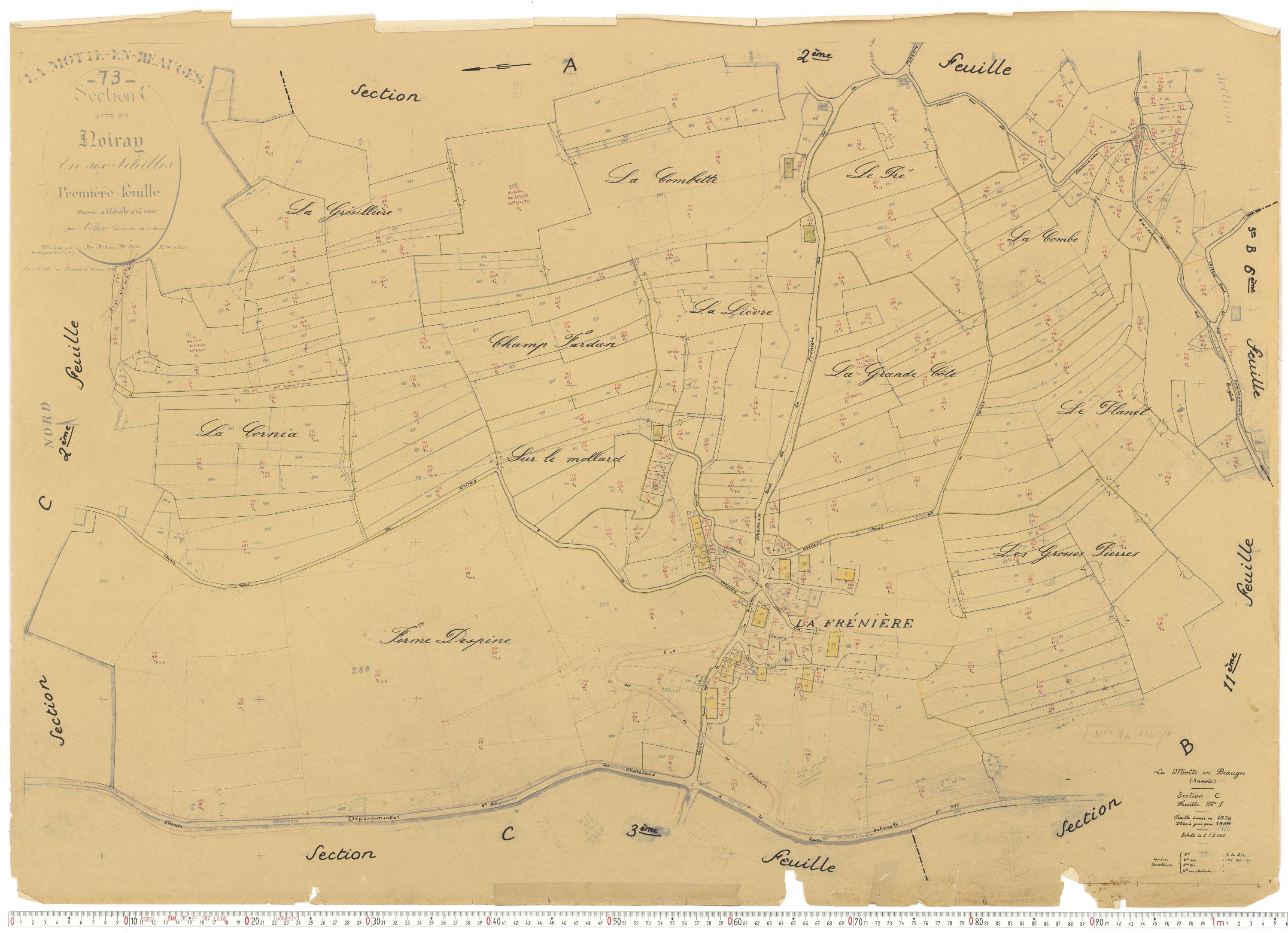 La Motte-en-Bauges - Cadastre rénové, version de travail (1958).