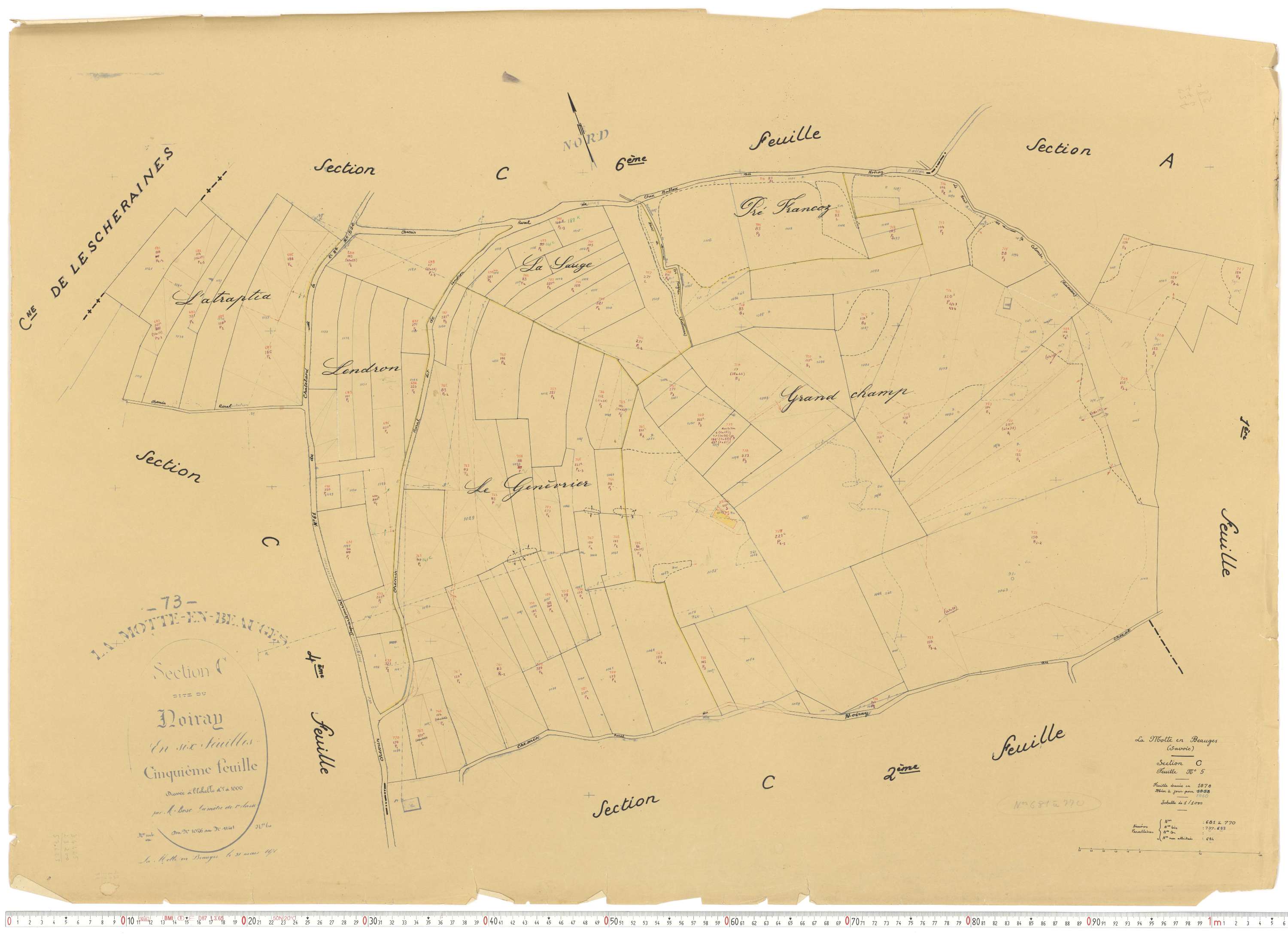 La Motte-en-Bauges - Cadastre rénové, version de travail (1958).