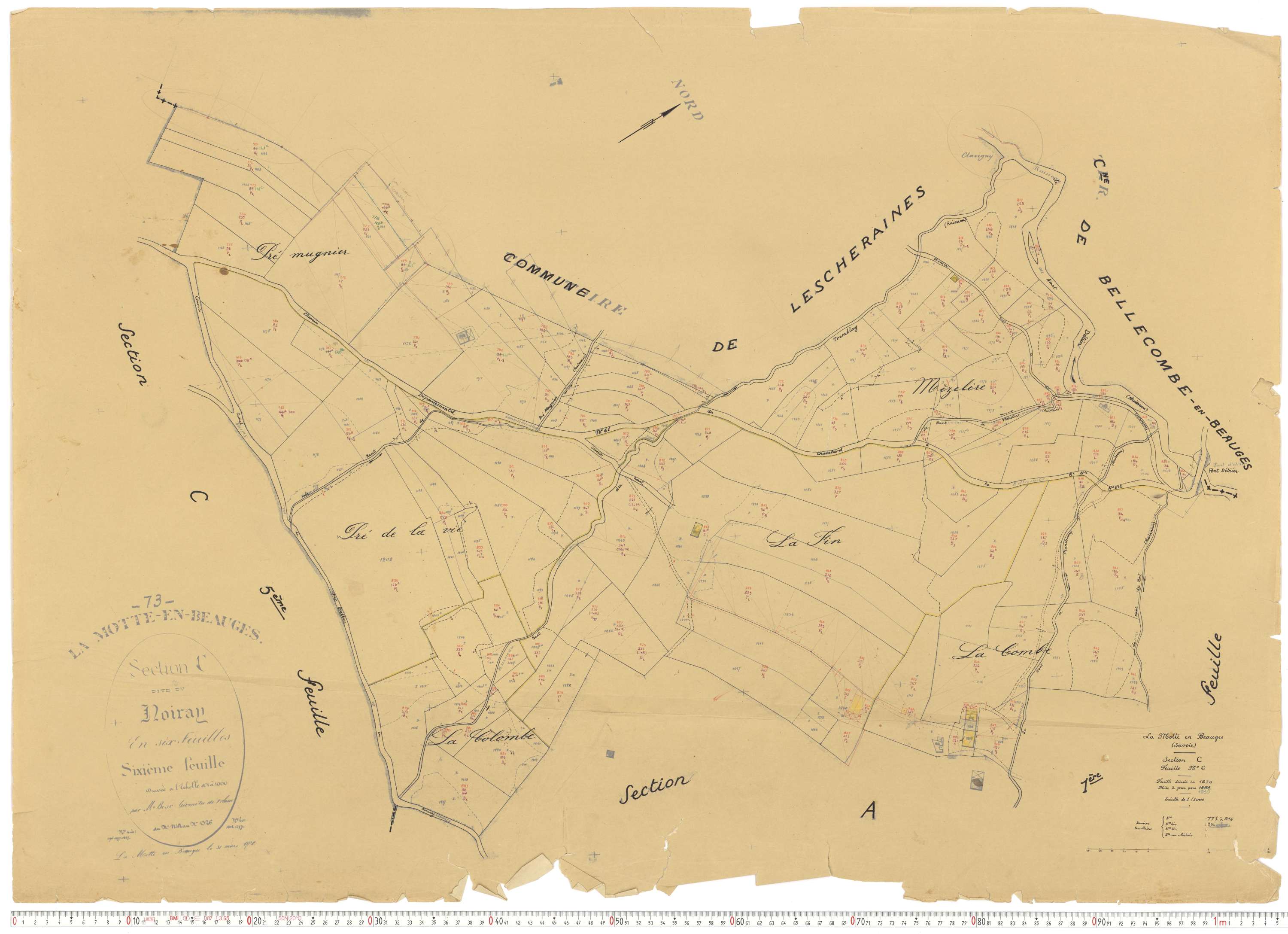 La Motte-en-Bauges - Cadastre rénové, version de travail (1958).