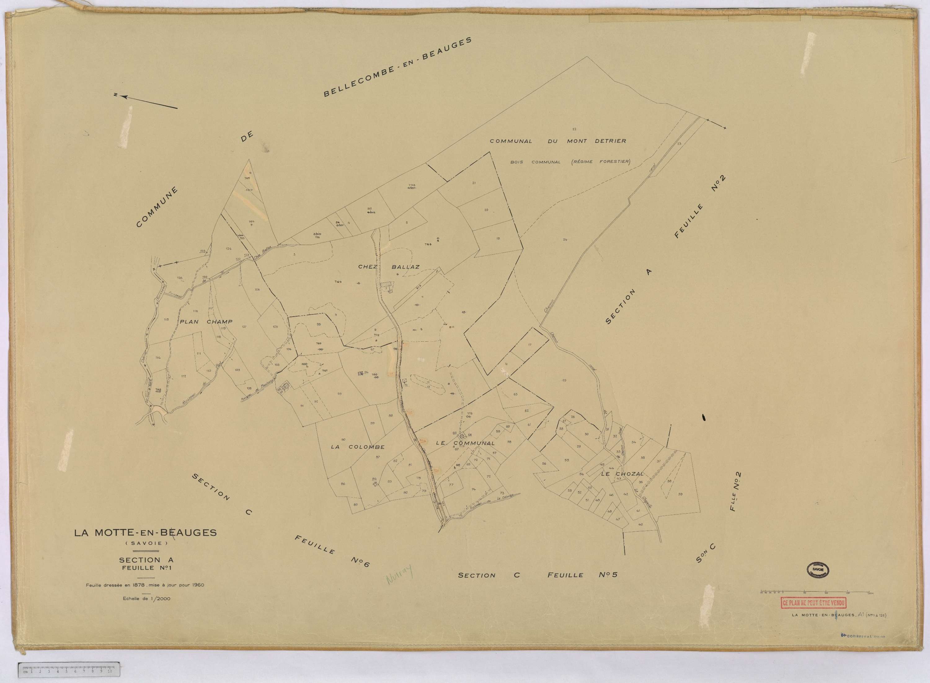 La Motte-en-Bauges - Cadastre rénové, version définitive (1960).