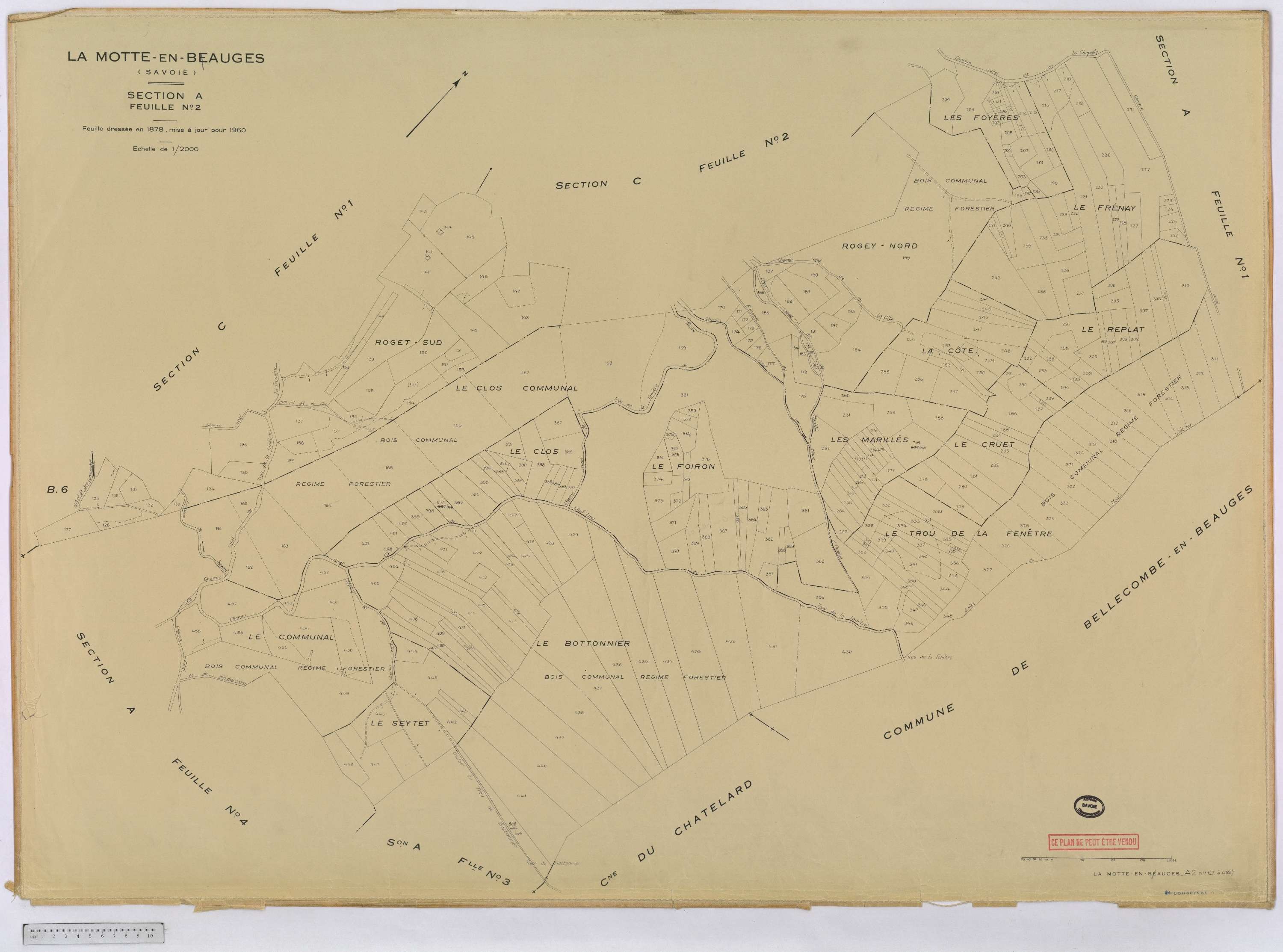 La Motte-en-Bauges - Cadastre rénové, version définitive (1960).