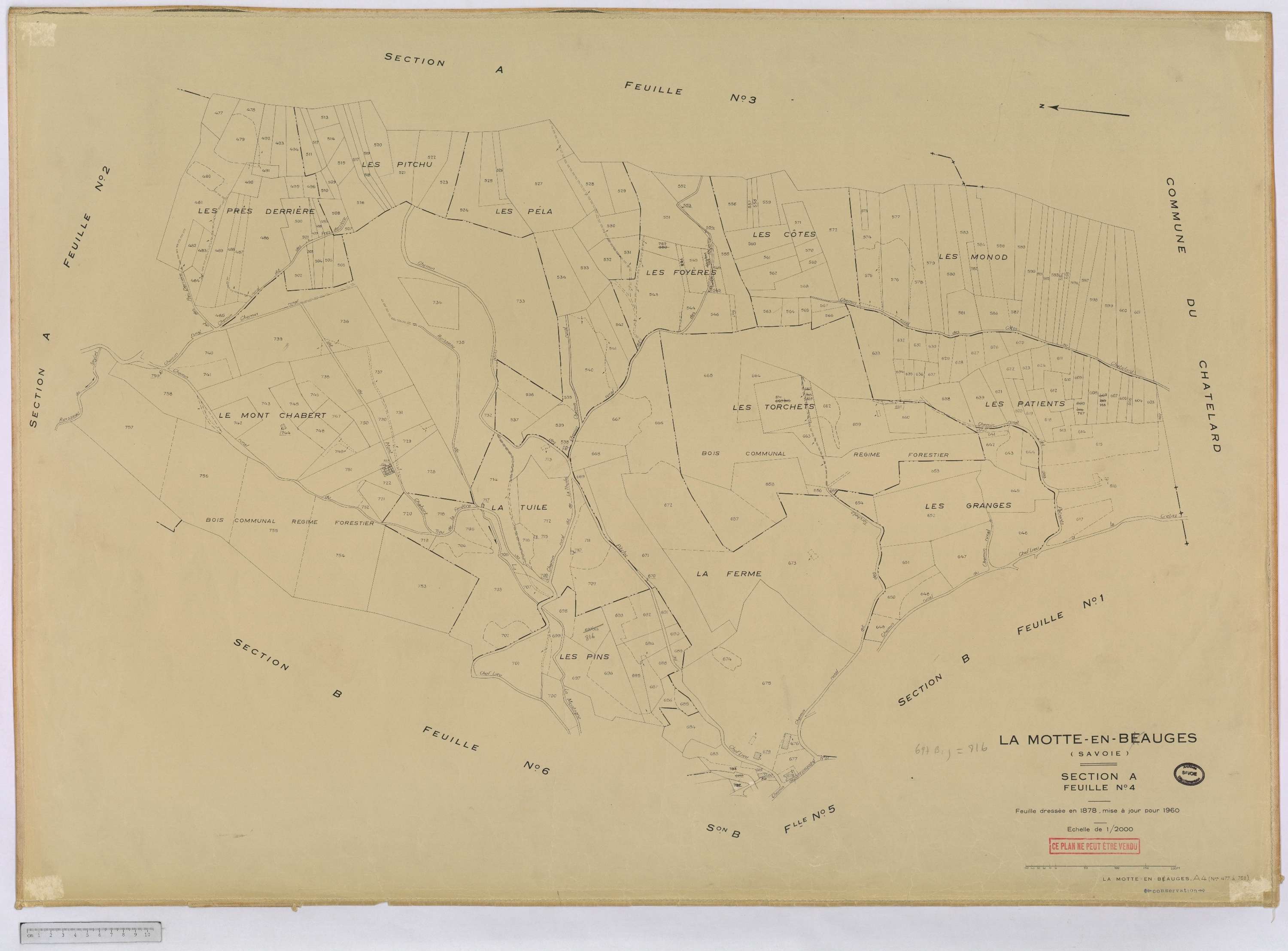 La Motte-en-Bauges - Cadastre rénové, version définitive (1960).