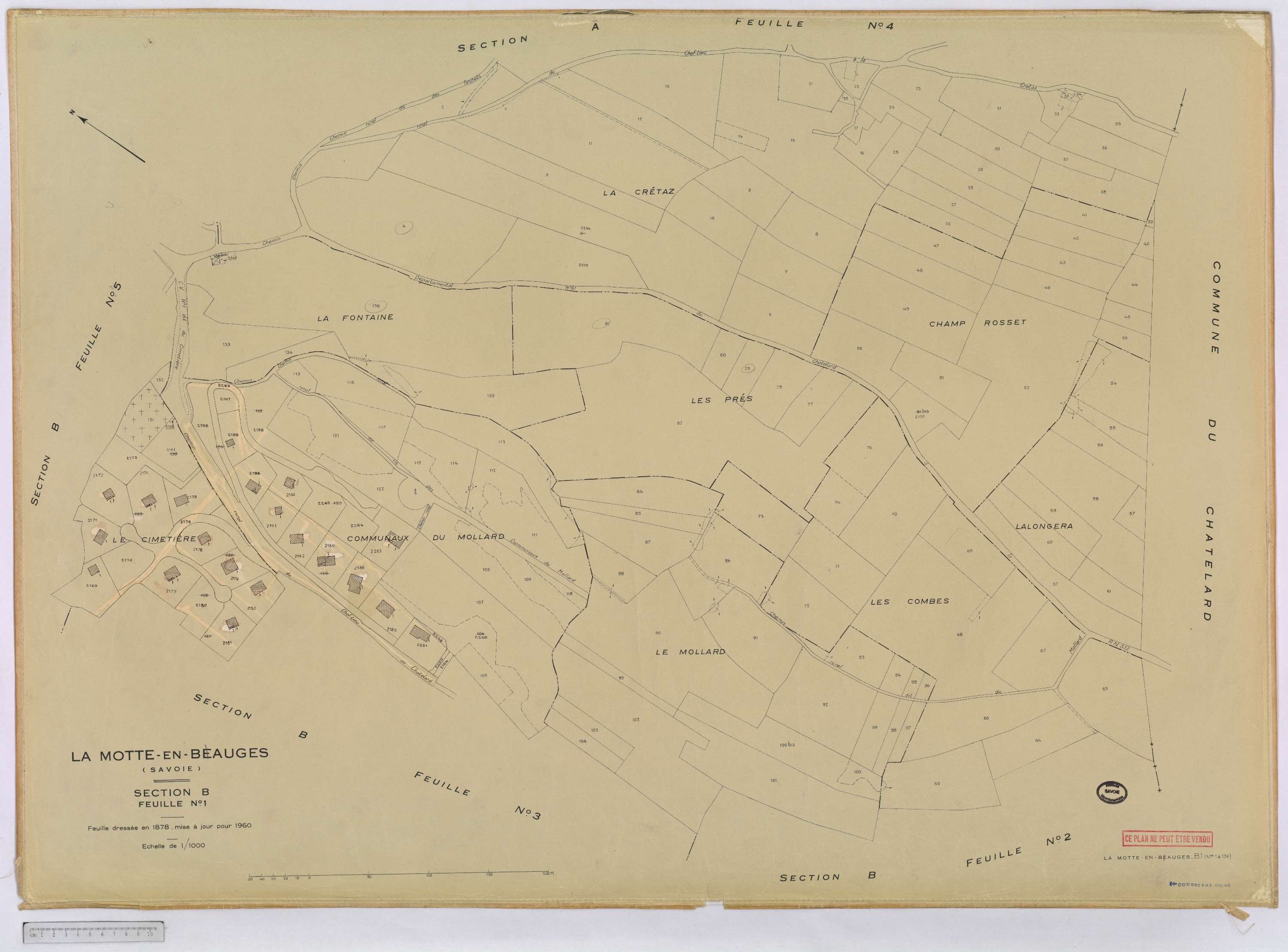 La Motte-en-Bauges - Cadastre rénové, version définitive (1960).