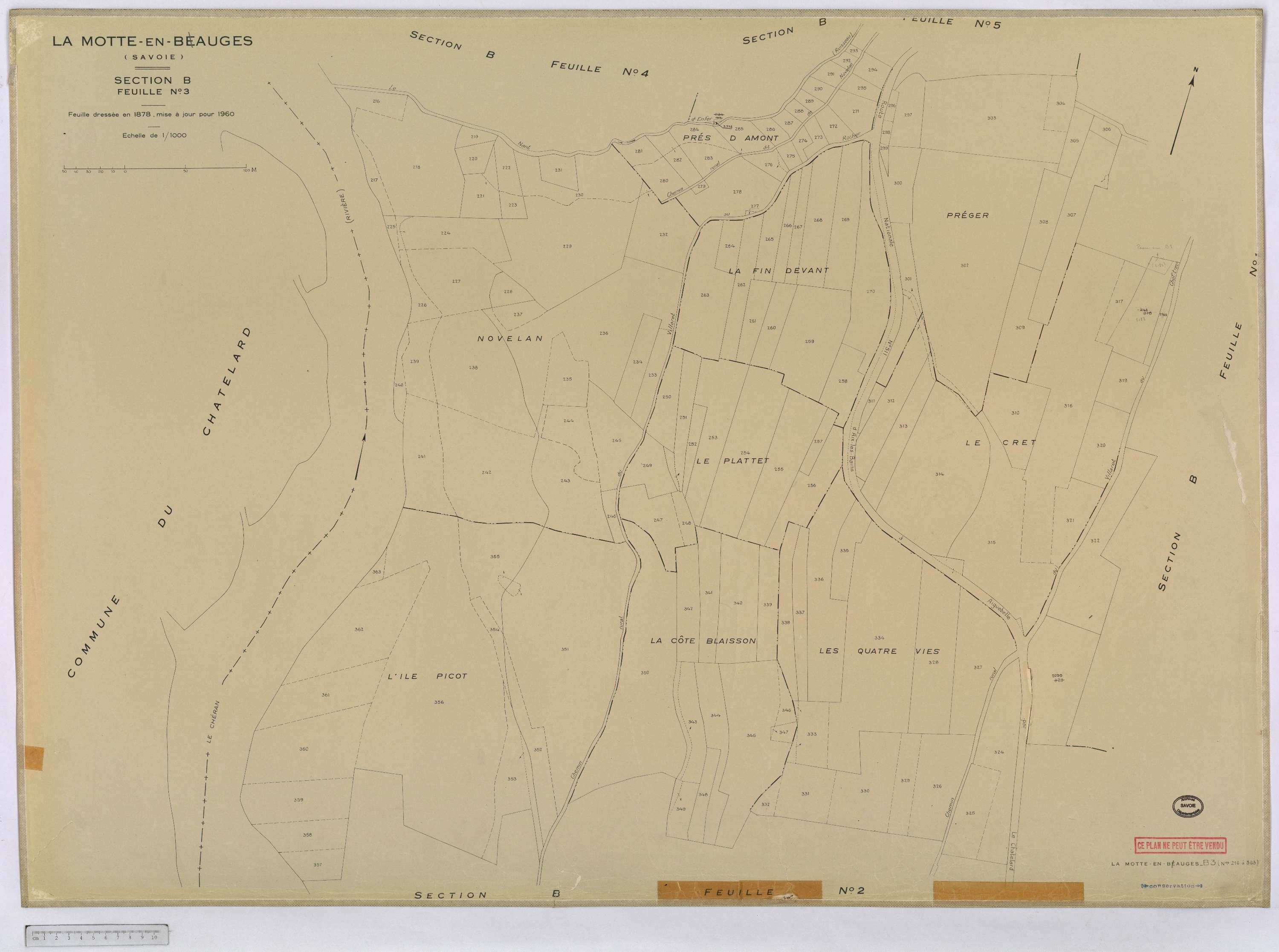 La Motte-en-Bauges - Cadastre rénové, version définitive (1960).
