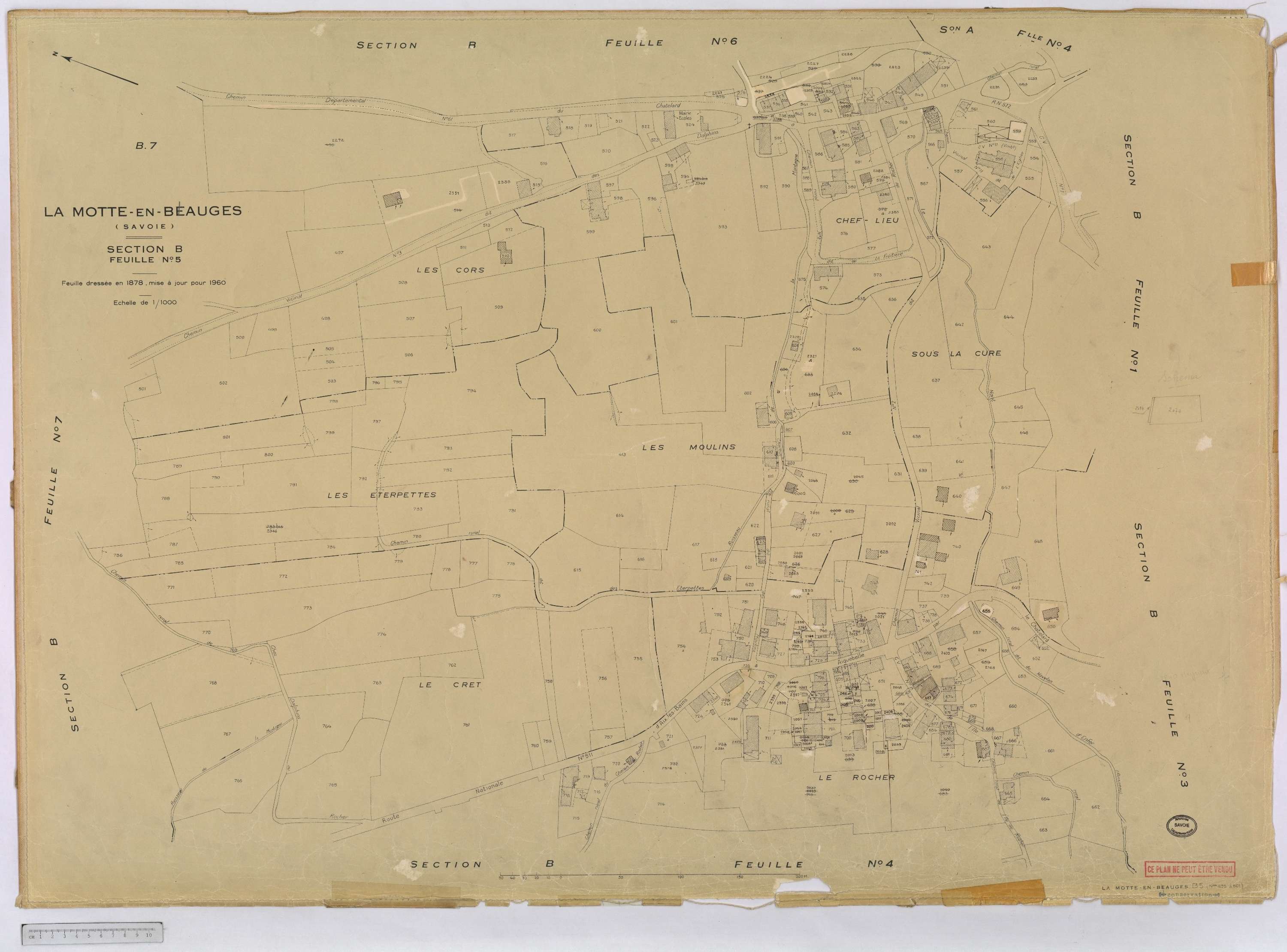 La Motte-en-Bauges - Cadastre rénové, version définitive (1960).