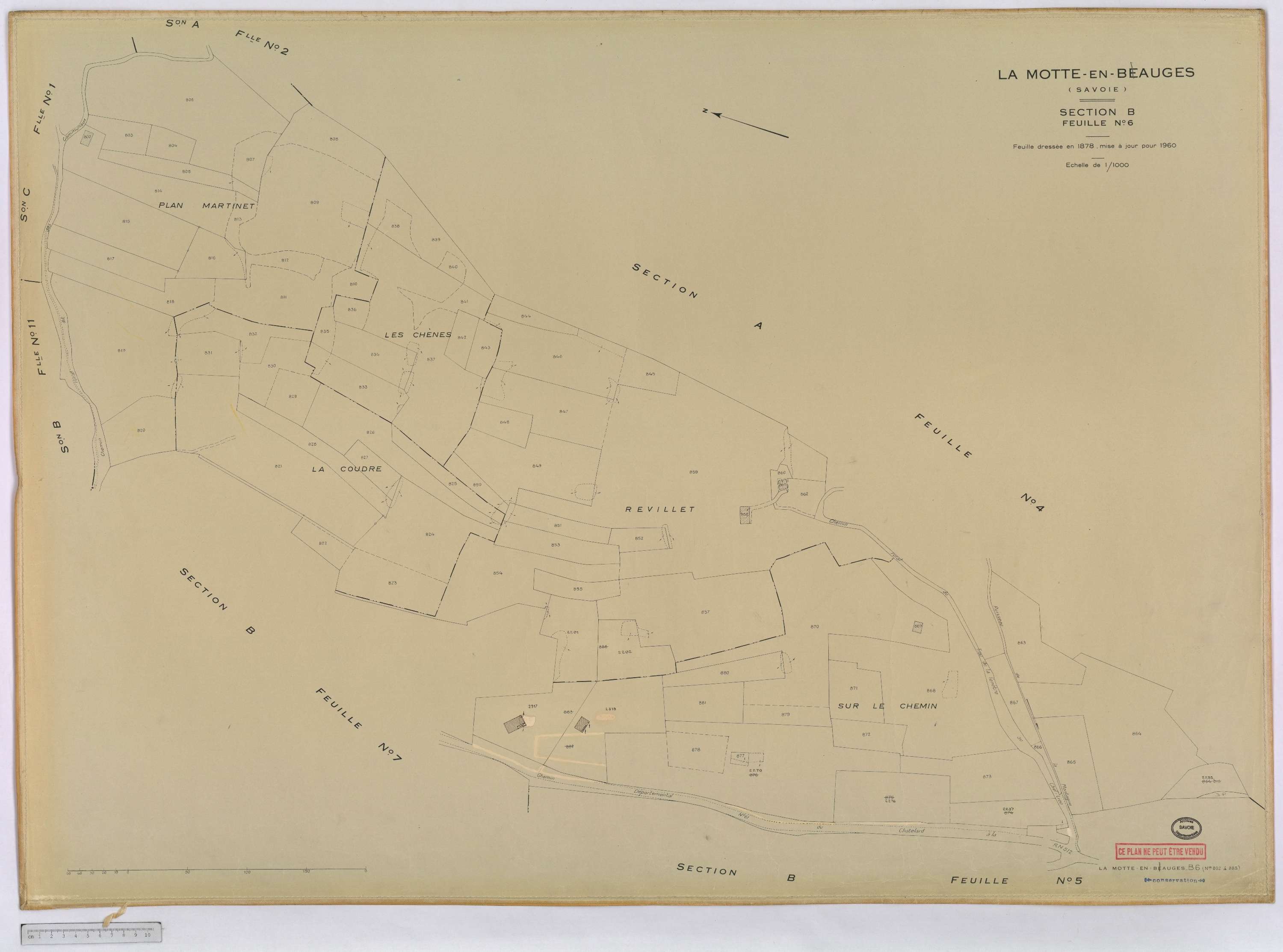 La Motte-en-Bauges - Cadastre rénové, version définitive (1960).