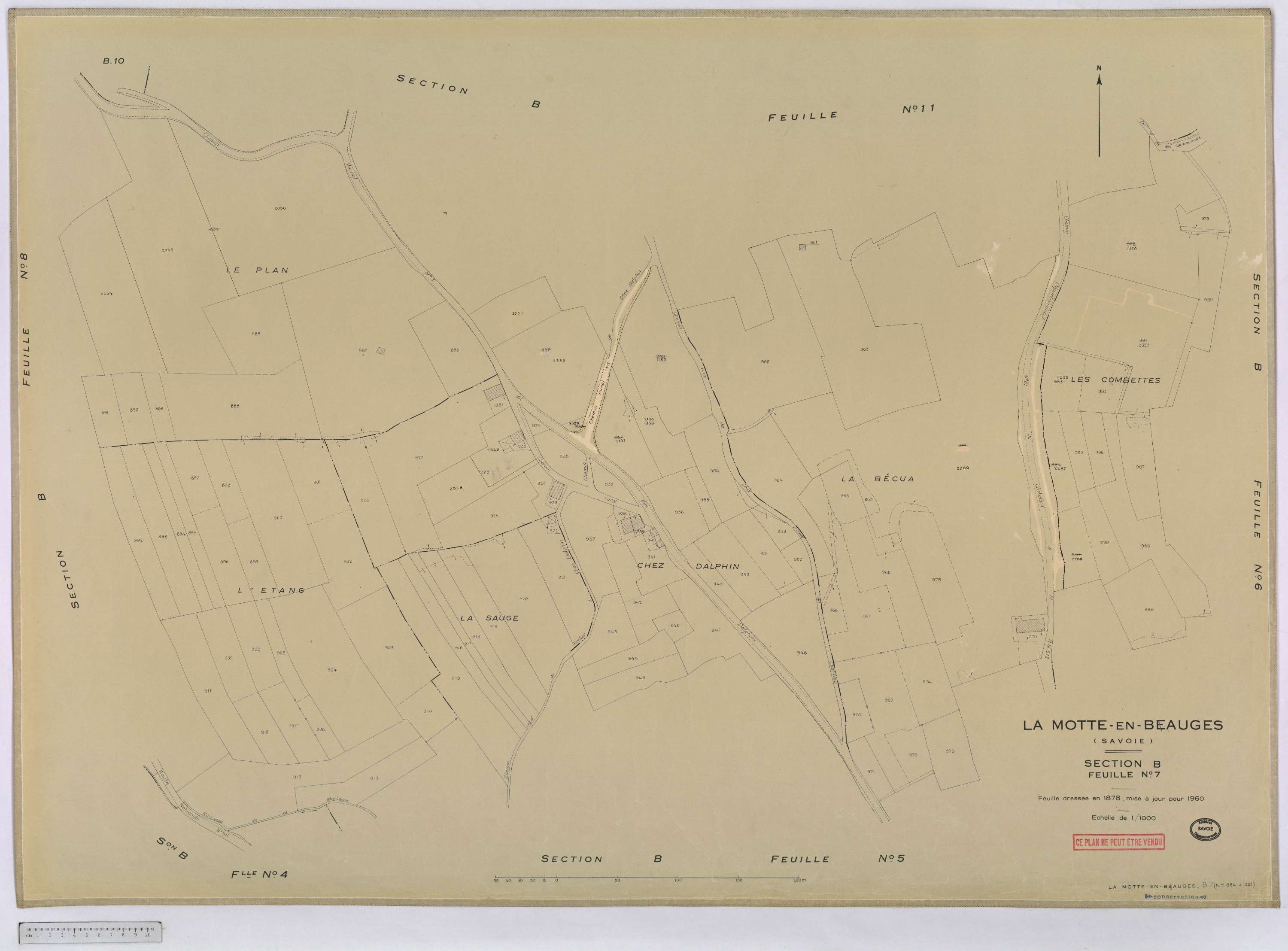 La Motte-en-Bauges - Cadastre rénové, version définitive (1960).