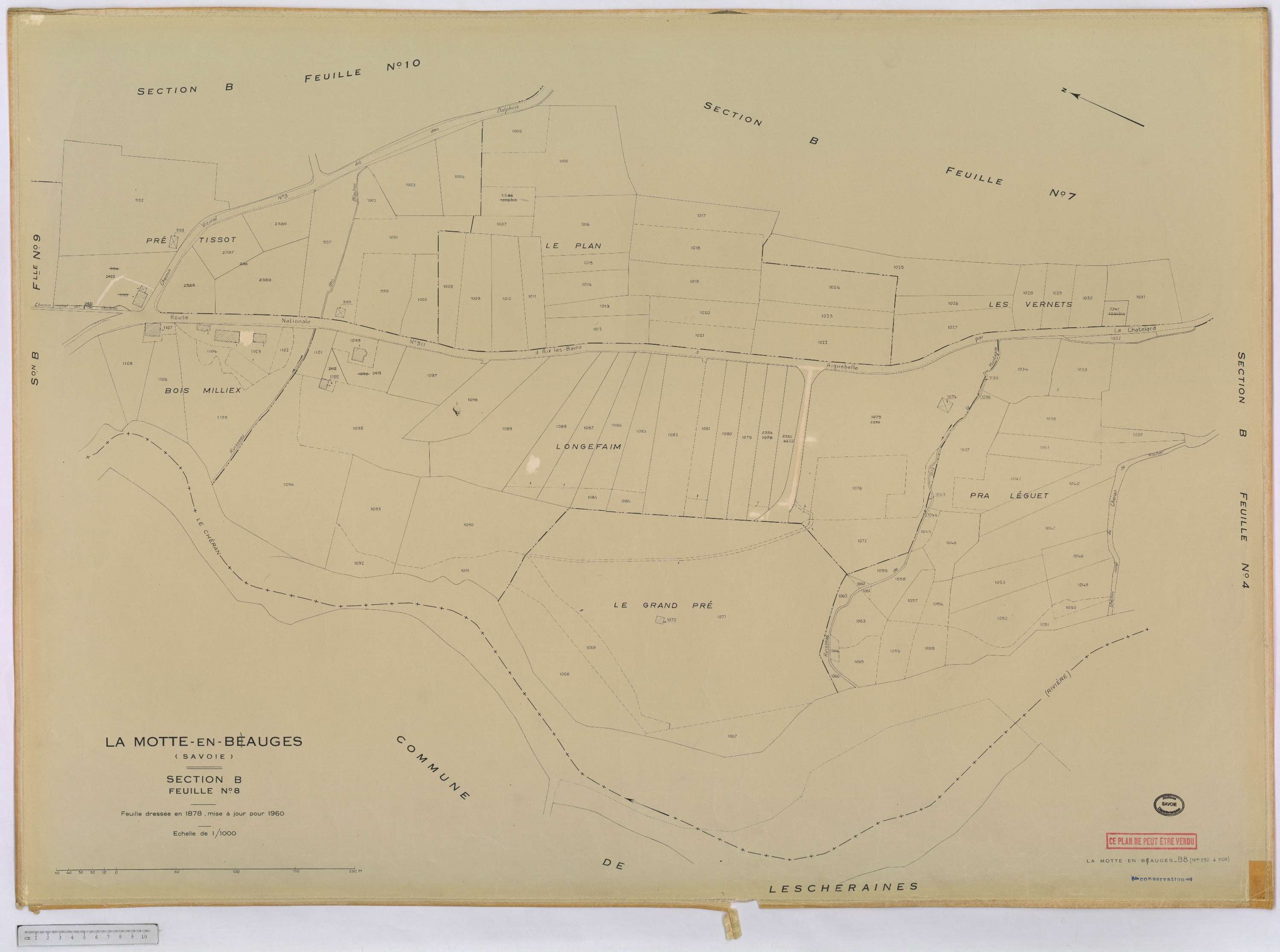 La Motte-en-Bauges - Cadastre rénové, version définitive (1960).
