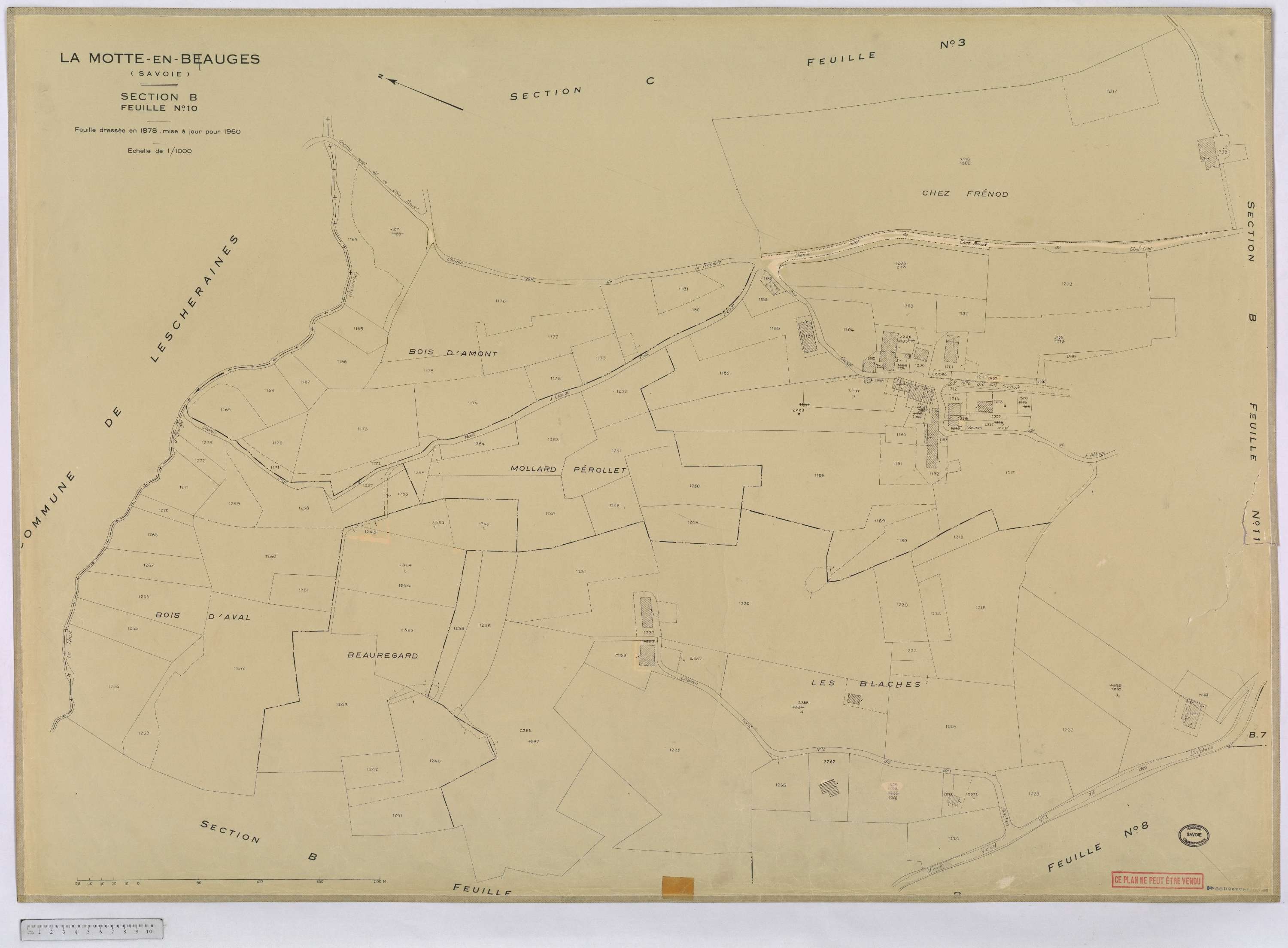 La Motte-en-Bauges - Cadastre rénové, version définitive (1960).