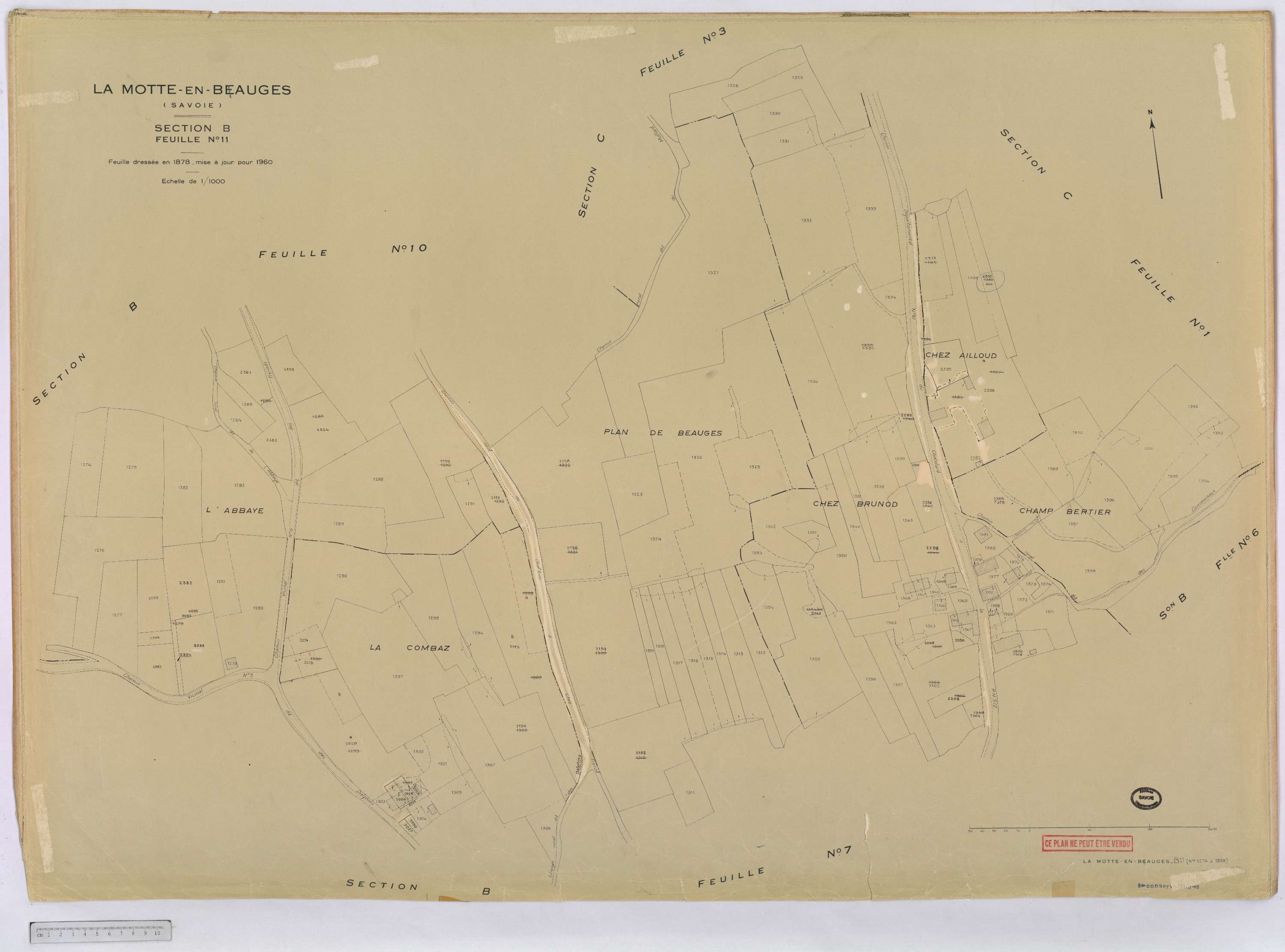 La Motte-en-Bauges - Cadastre rénové, version définitive (1960).