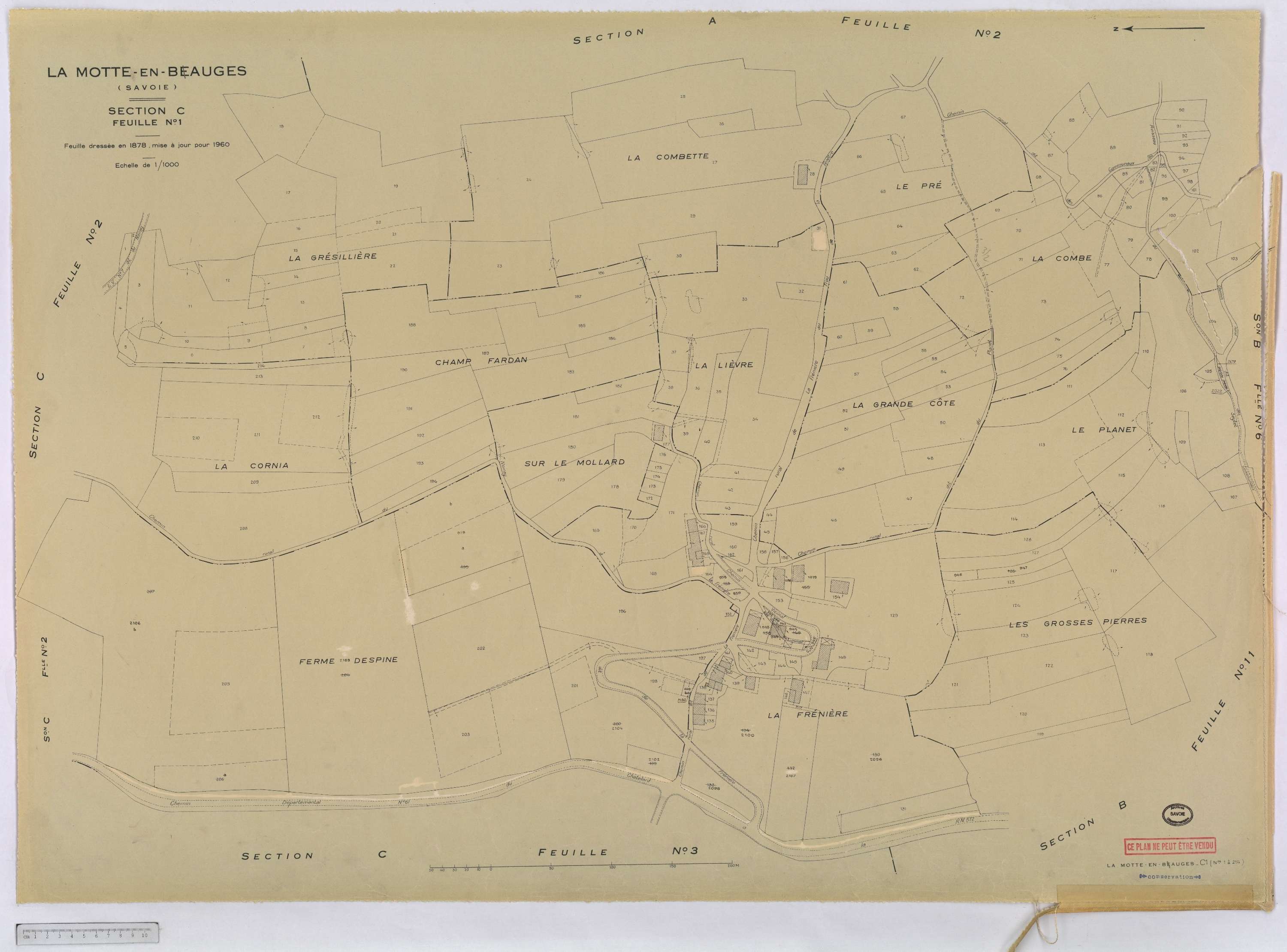La Motte-en-Bauges - Cadastre rénové, version définitive (1960).