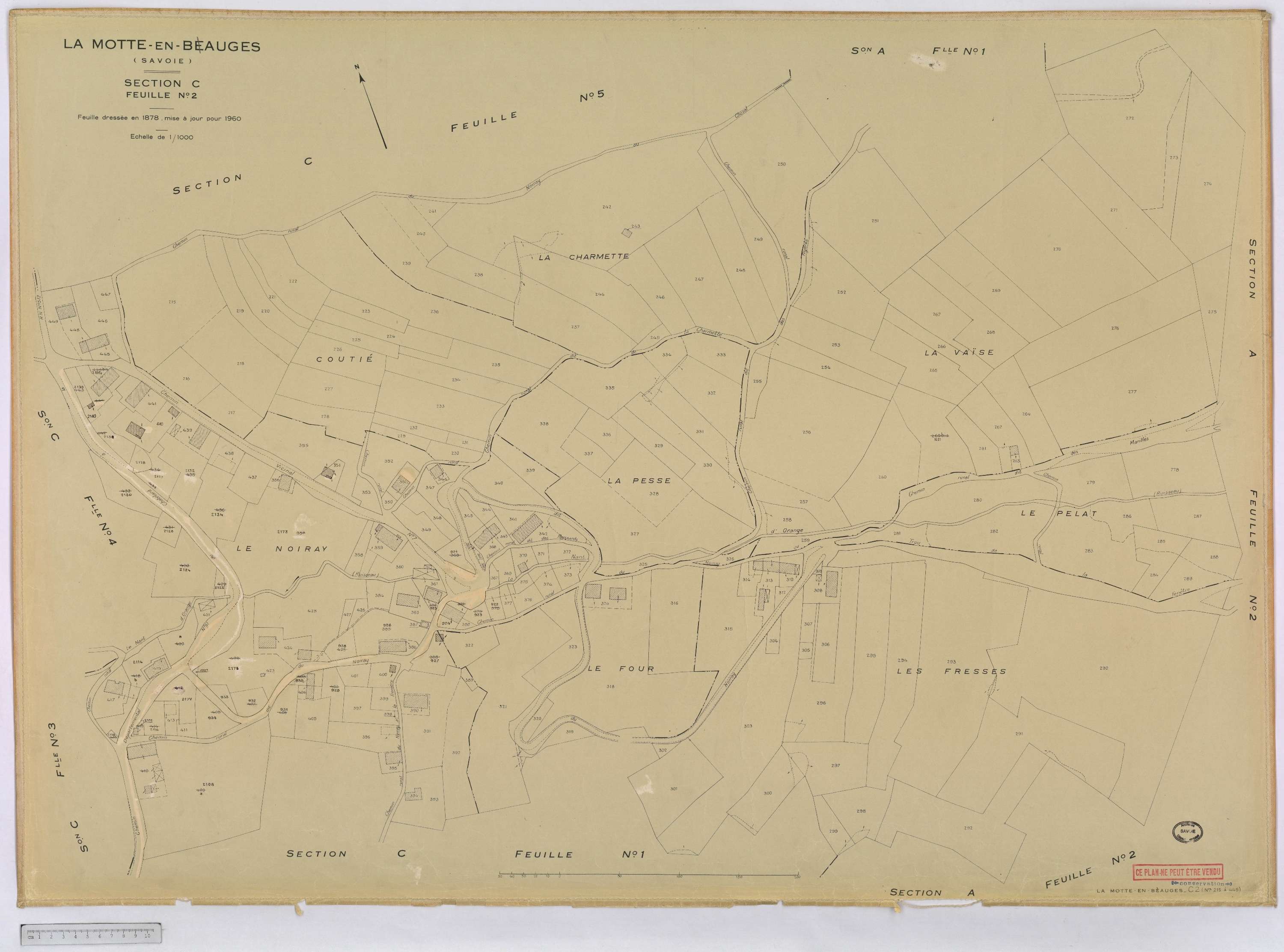 La Motte-en-Bauges - Cadastre rénové, version définitive (1960).