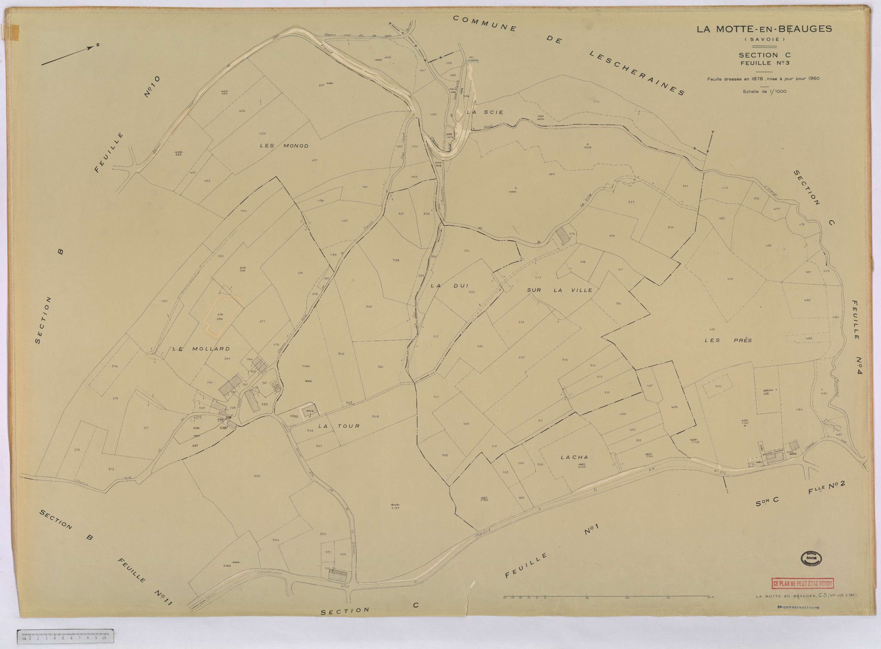 La Motte-en-Bauges - Cadastre rénové, version définitive (1960).