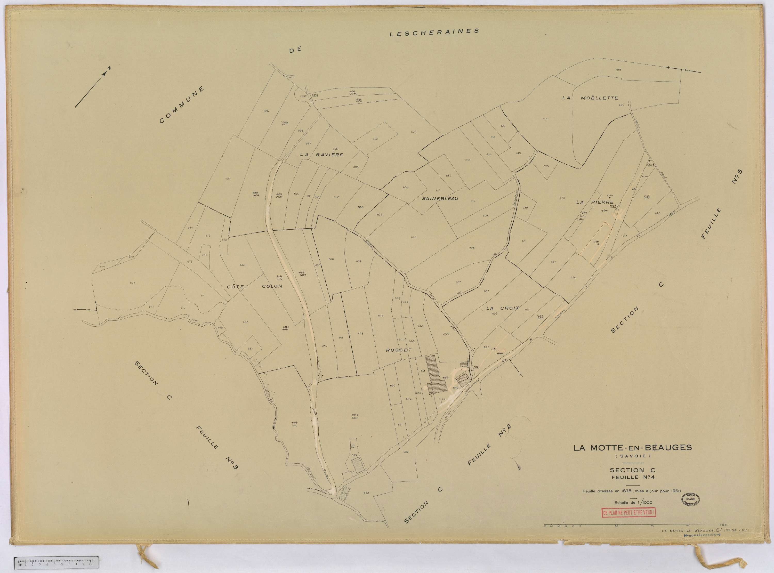 La Motte-en-Bauges - Cadastre rénové, version définitive (1960).