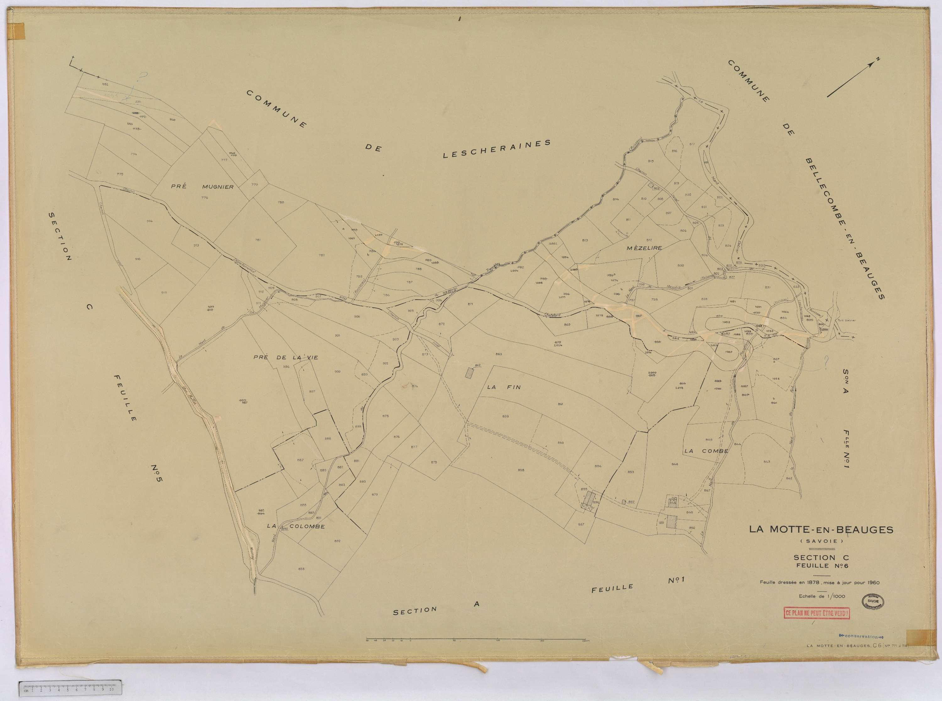 La Motte-en-Bauges - Cadastre rénové, version définitive (1960).