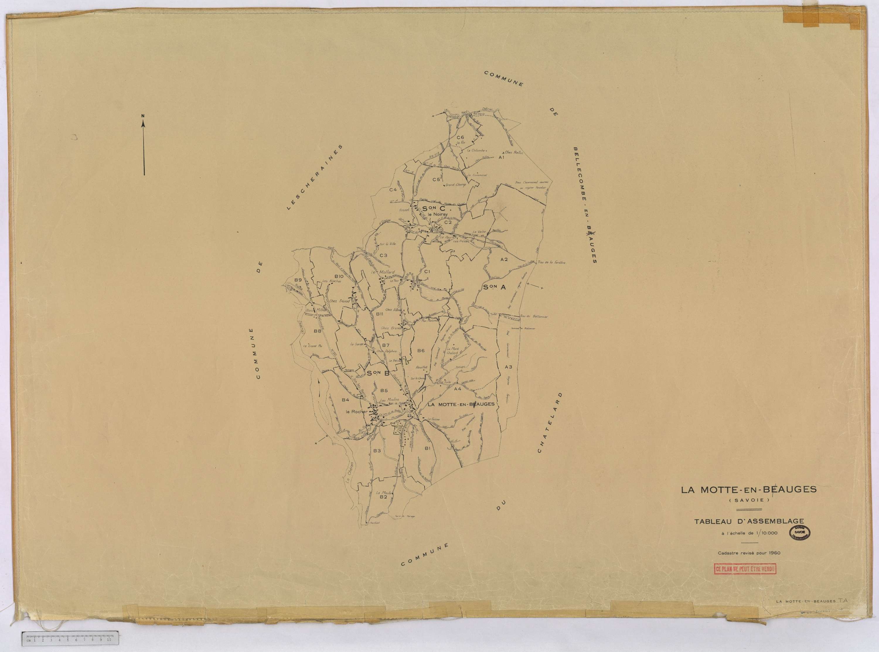 La Motte-en-Bauges - Cadastre rénové, version définitive (1960).