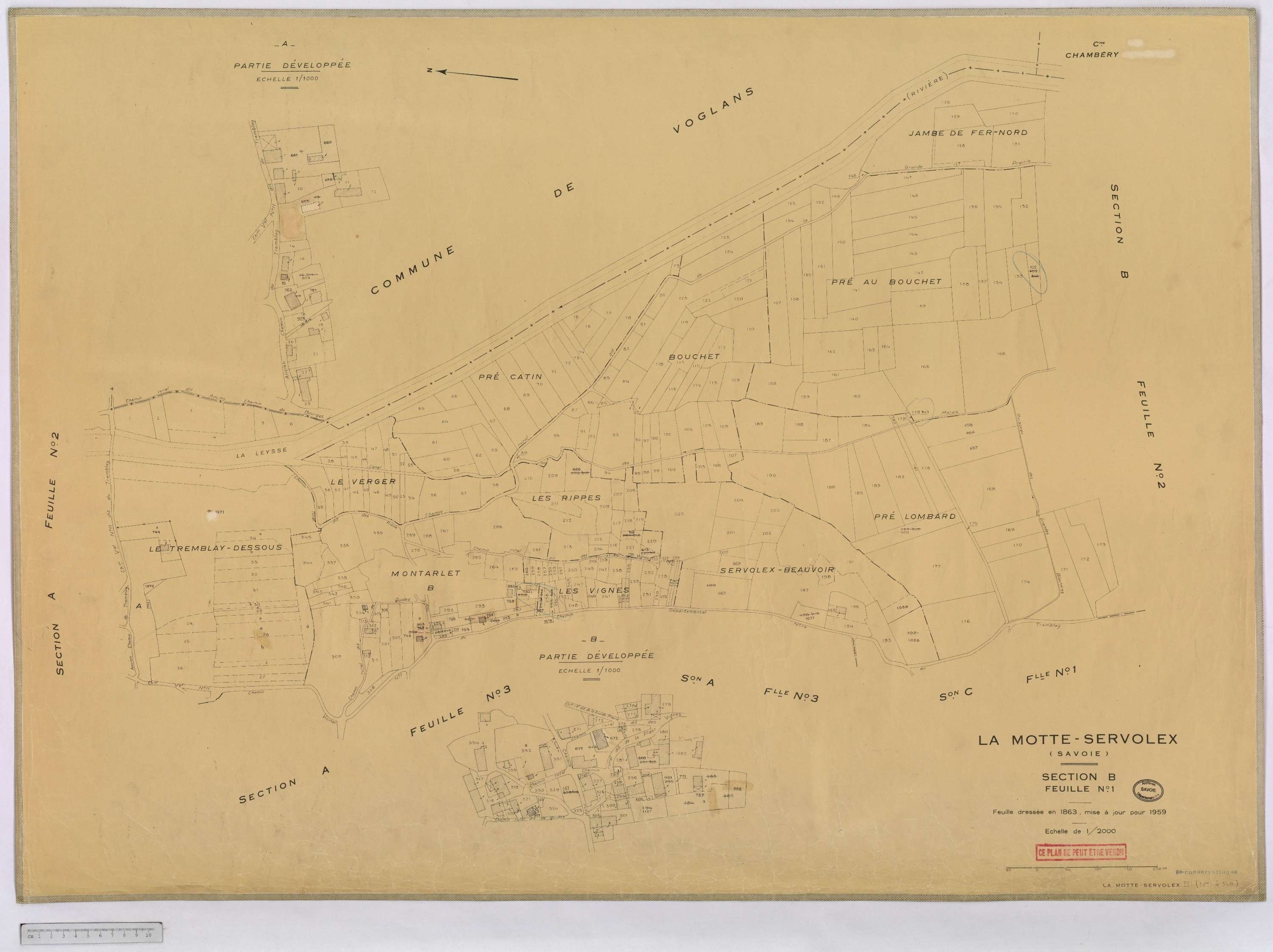 La Motte-Servolex - Cadastre rénové, version définitive (1959).