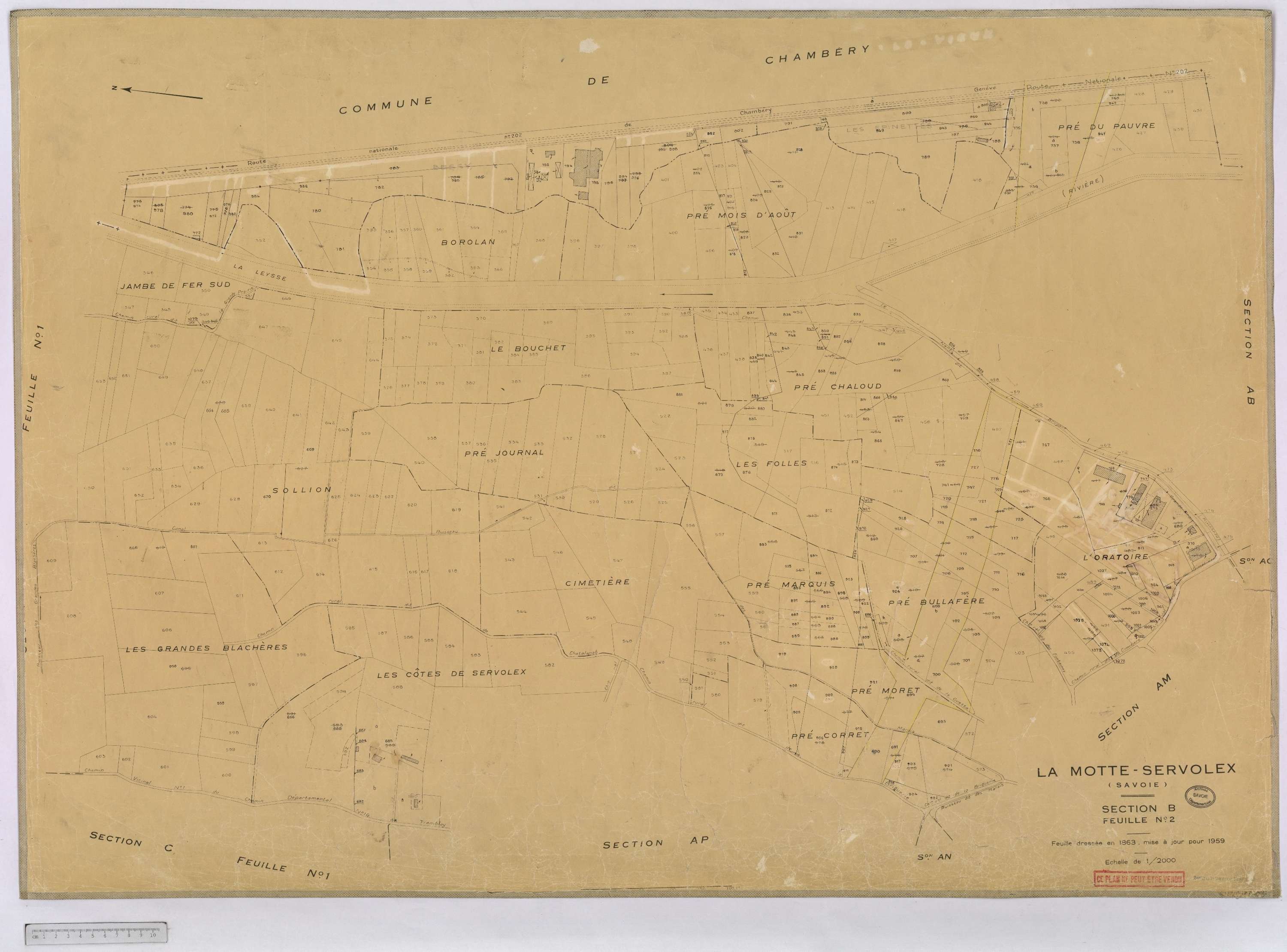 La Motte-Servolex - Cadastre rénové, version définitive (1959).