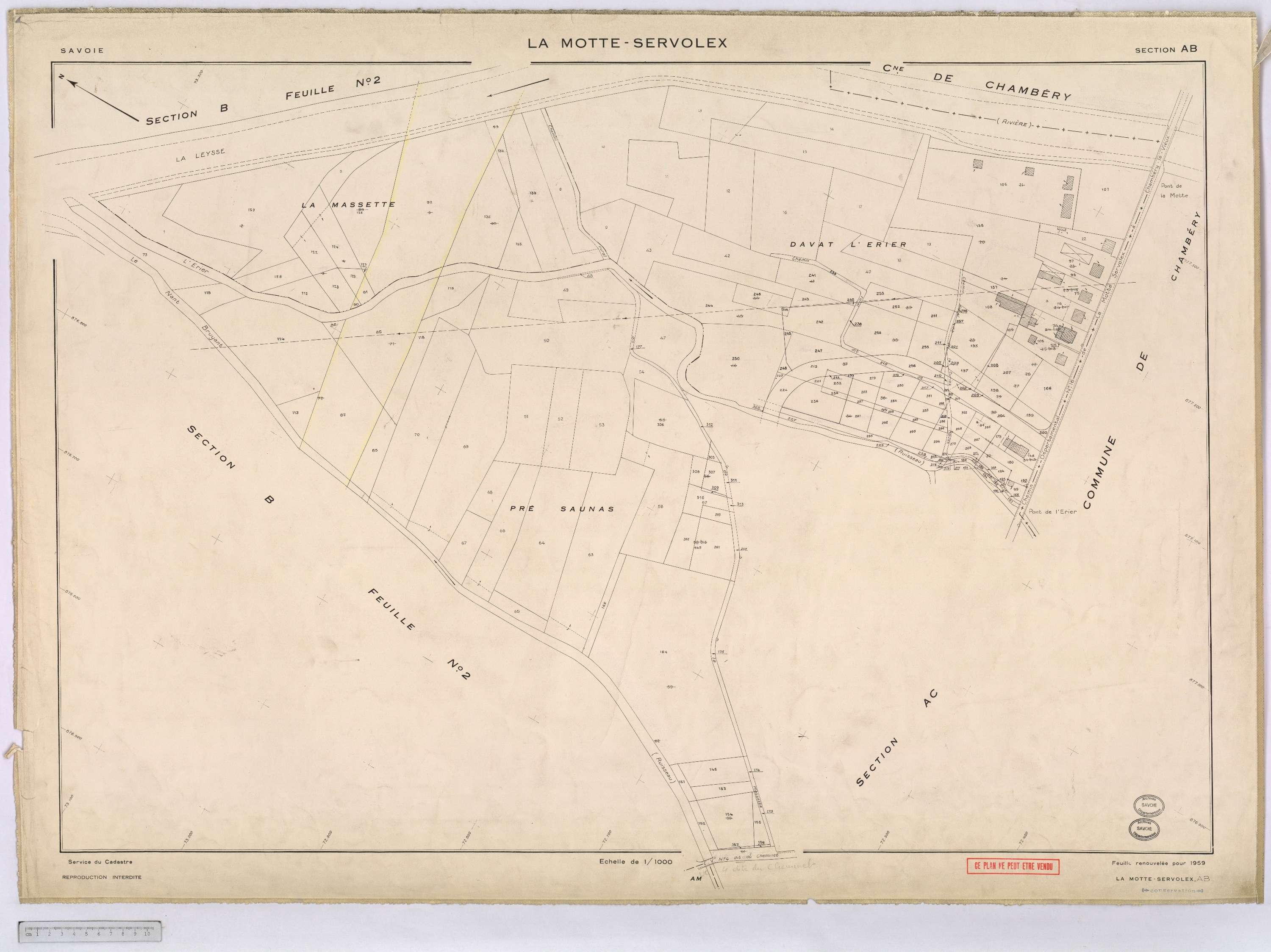 La Motte-Servolex - Cadastre remembré (1959).
