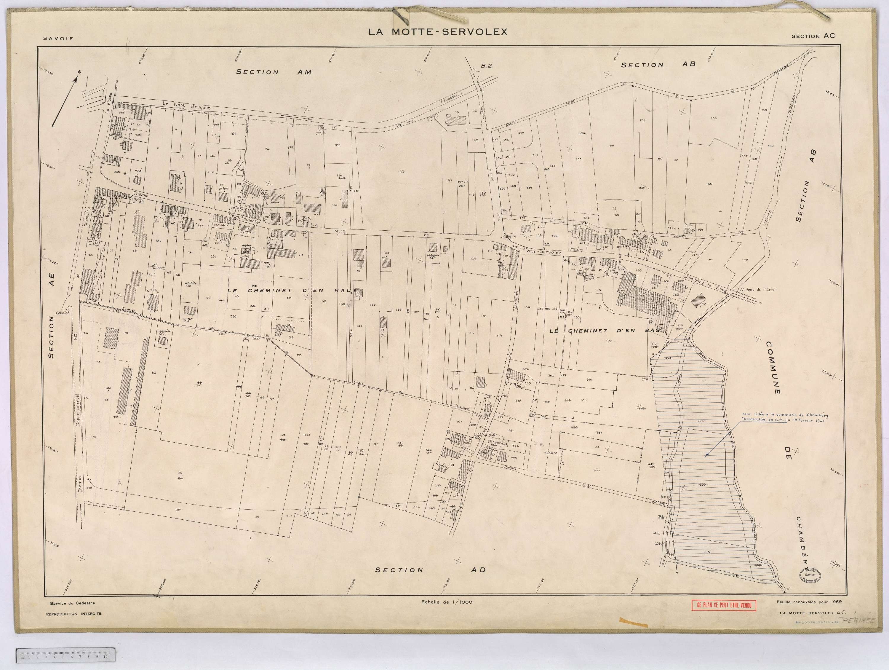 La Motte-Servolex - Cadastre remembré (1959).