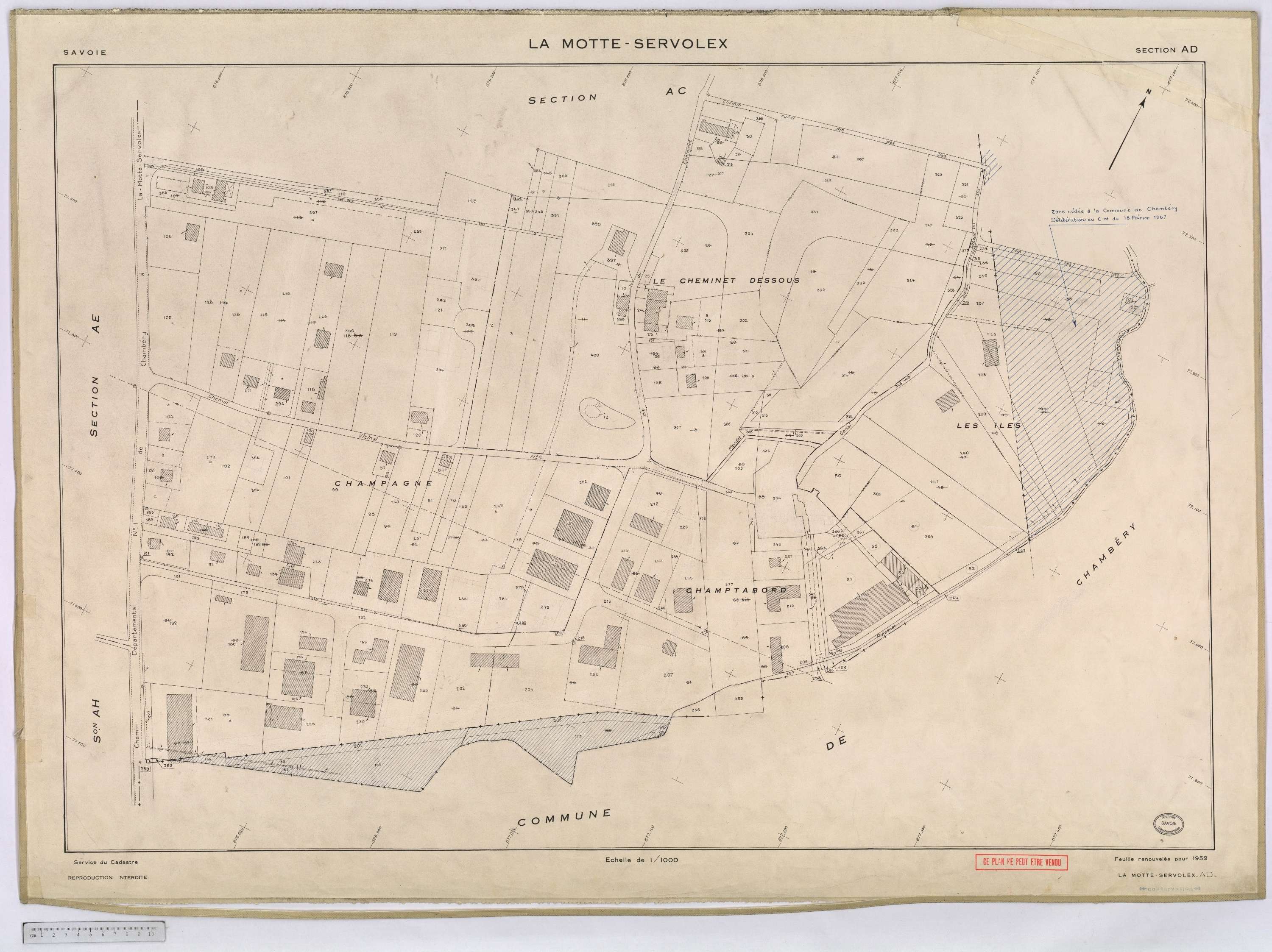 La Motte-Servolex - Cadastre remembré (1959).