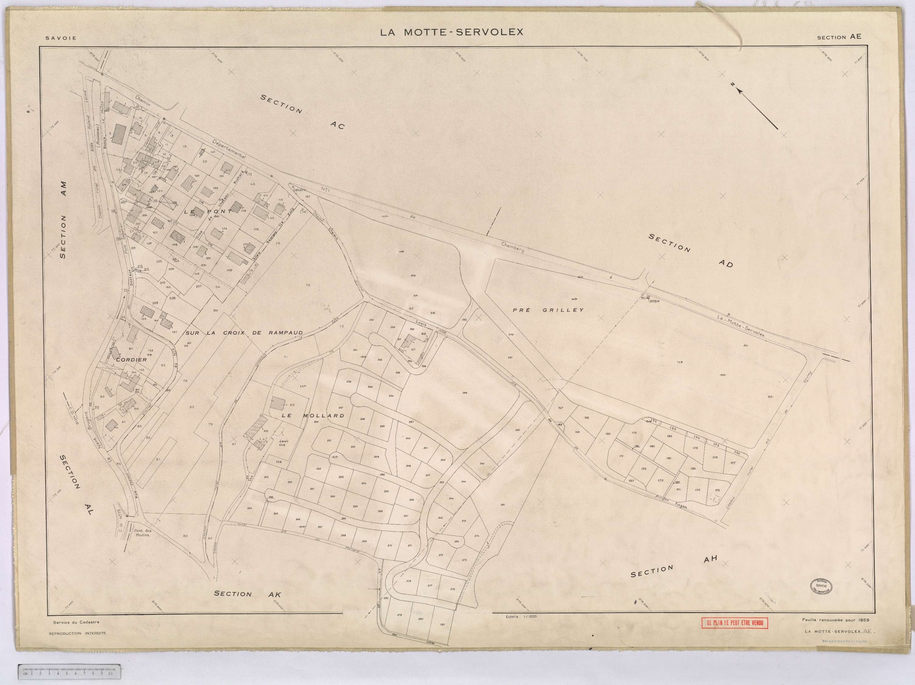 La Motte-Servolex - Cadastre remembré (1959).