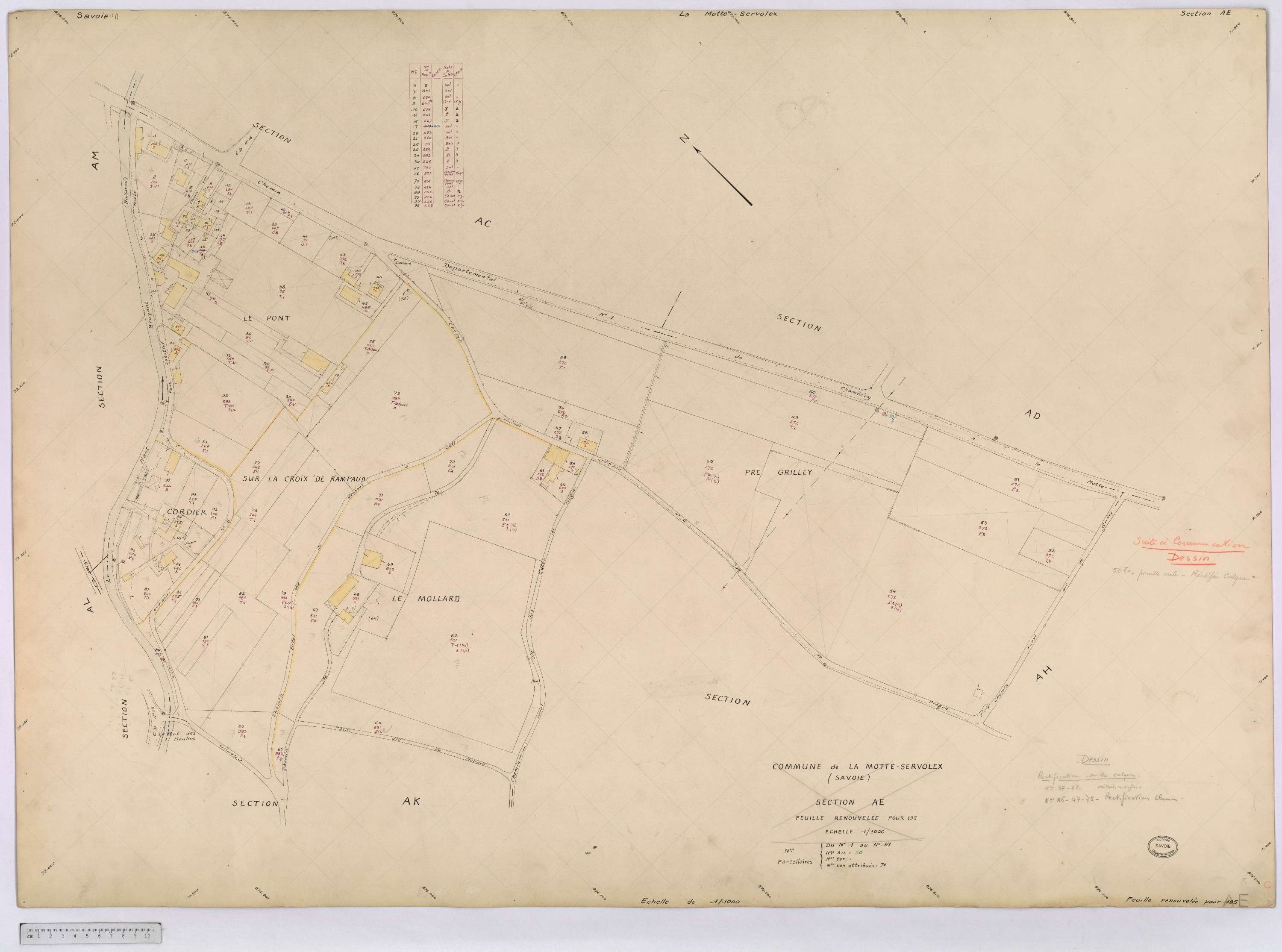 La Motte-Servolex - Cadastre remembré (1959).