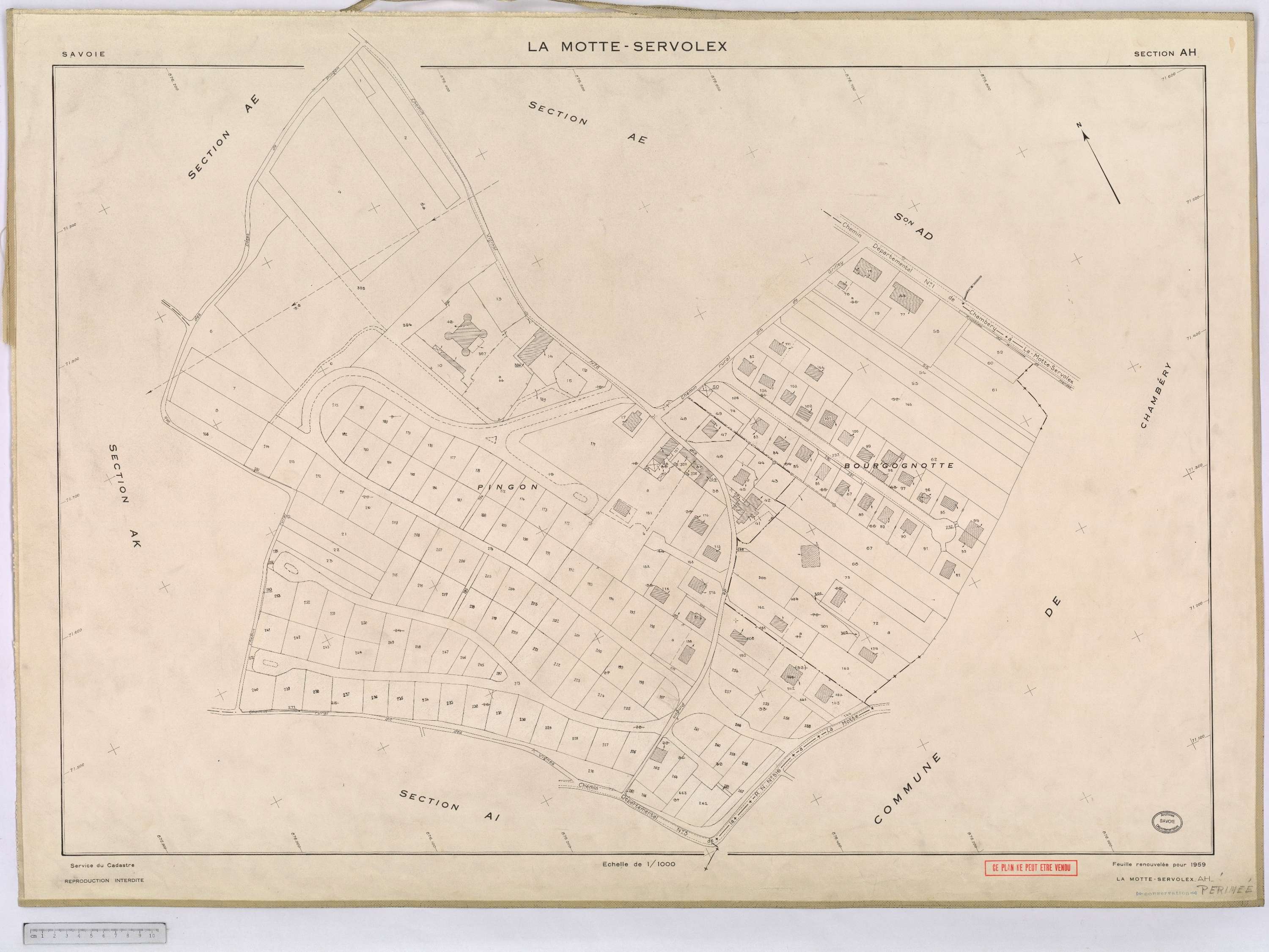 La Motte-Servolex - Cadastre remembré (1959).