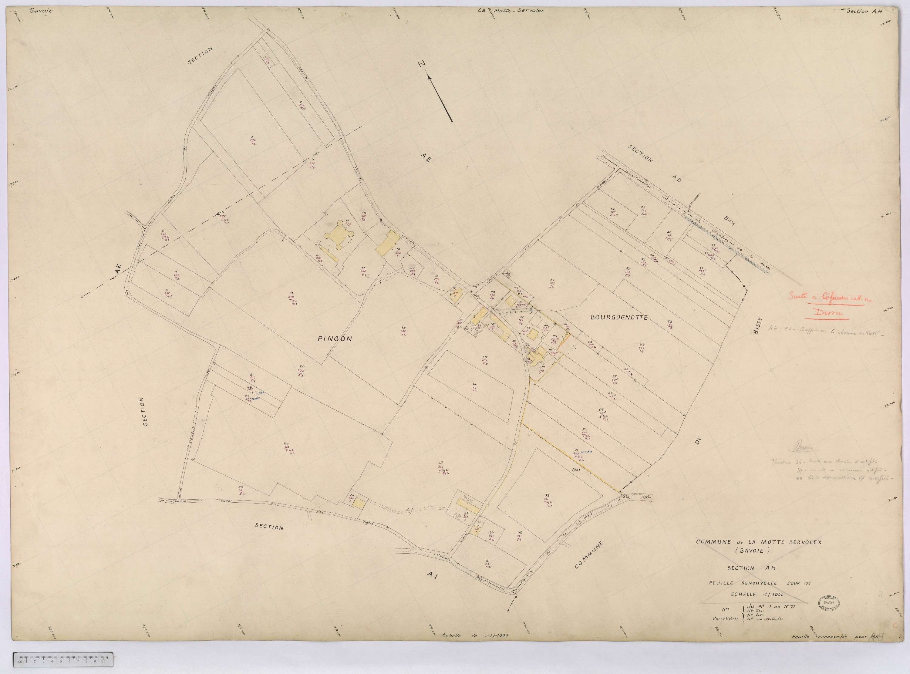 La Motte-Servolex - Cadastre remembré (1959).