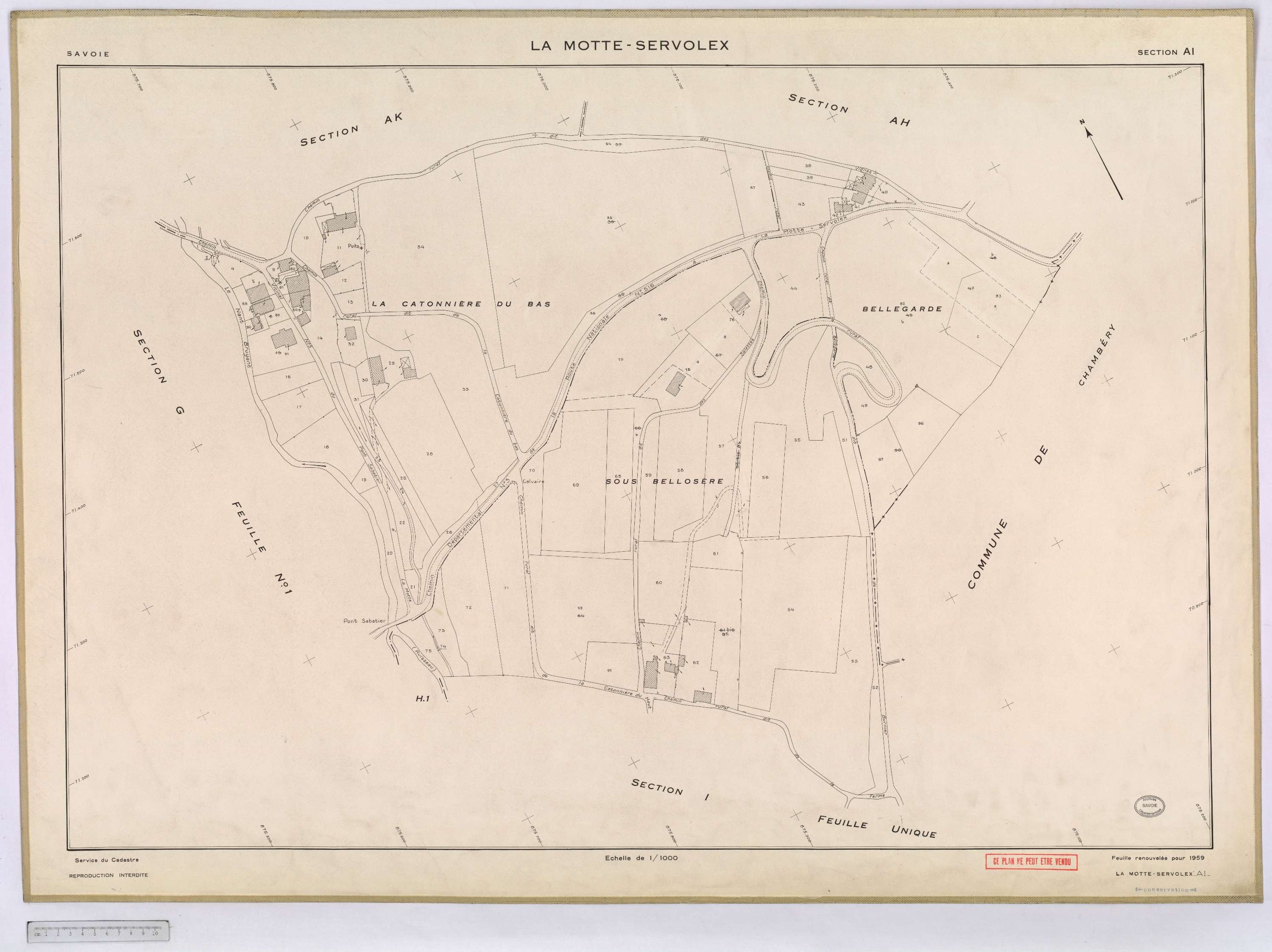La Motte-Servolex - Cadastre remembré (1959).