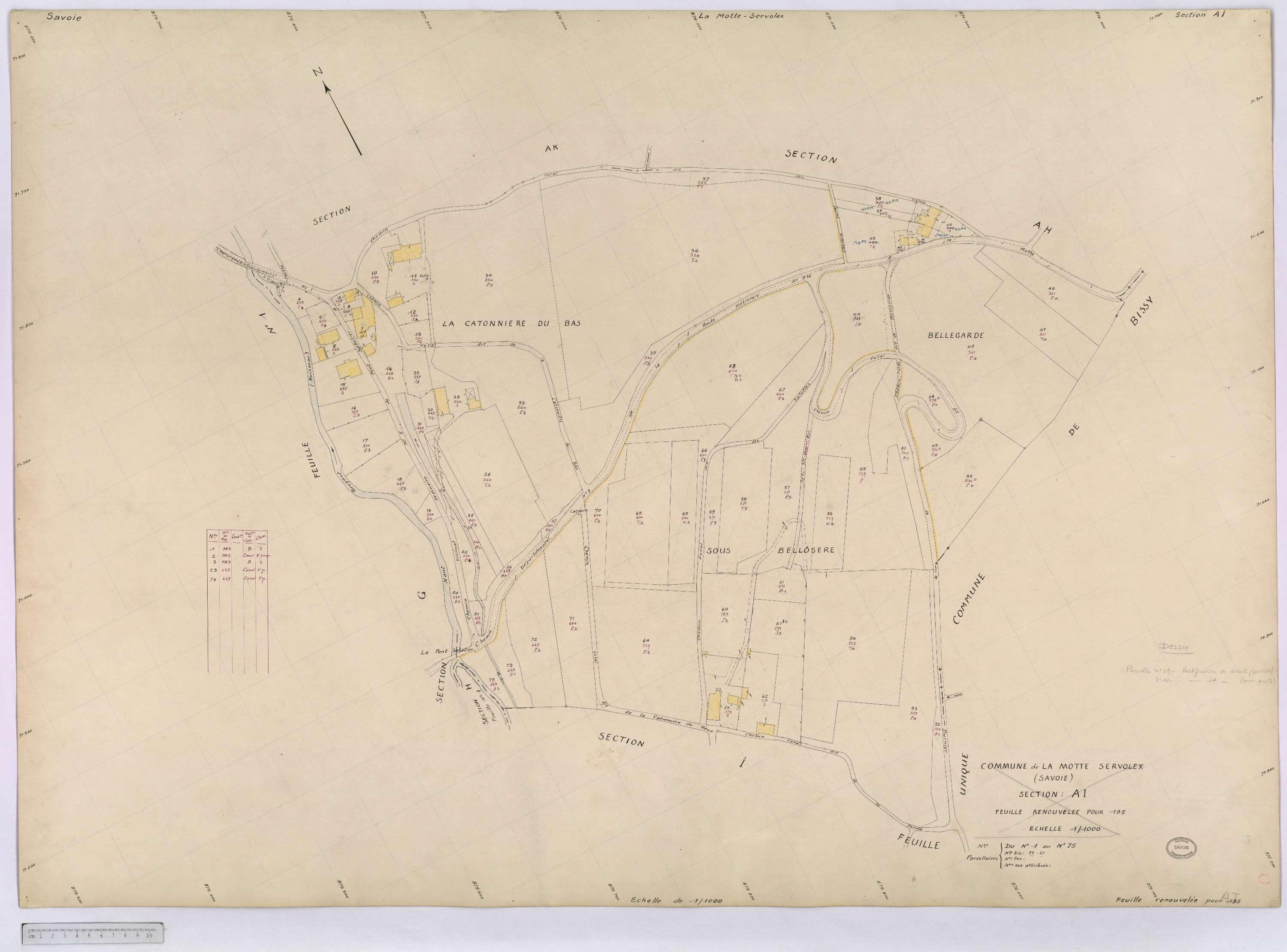 La Motte-Servolex - Cadastre remembré (1959).