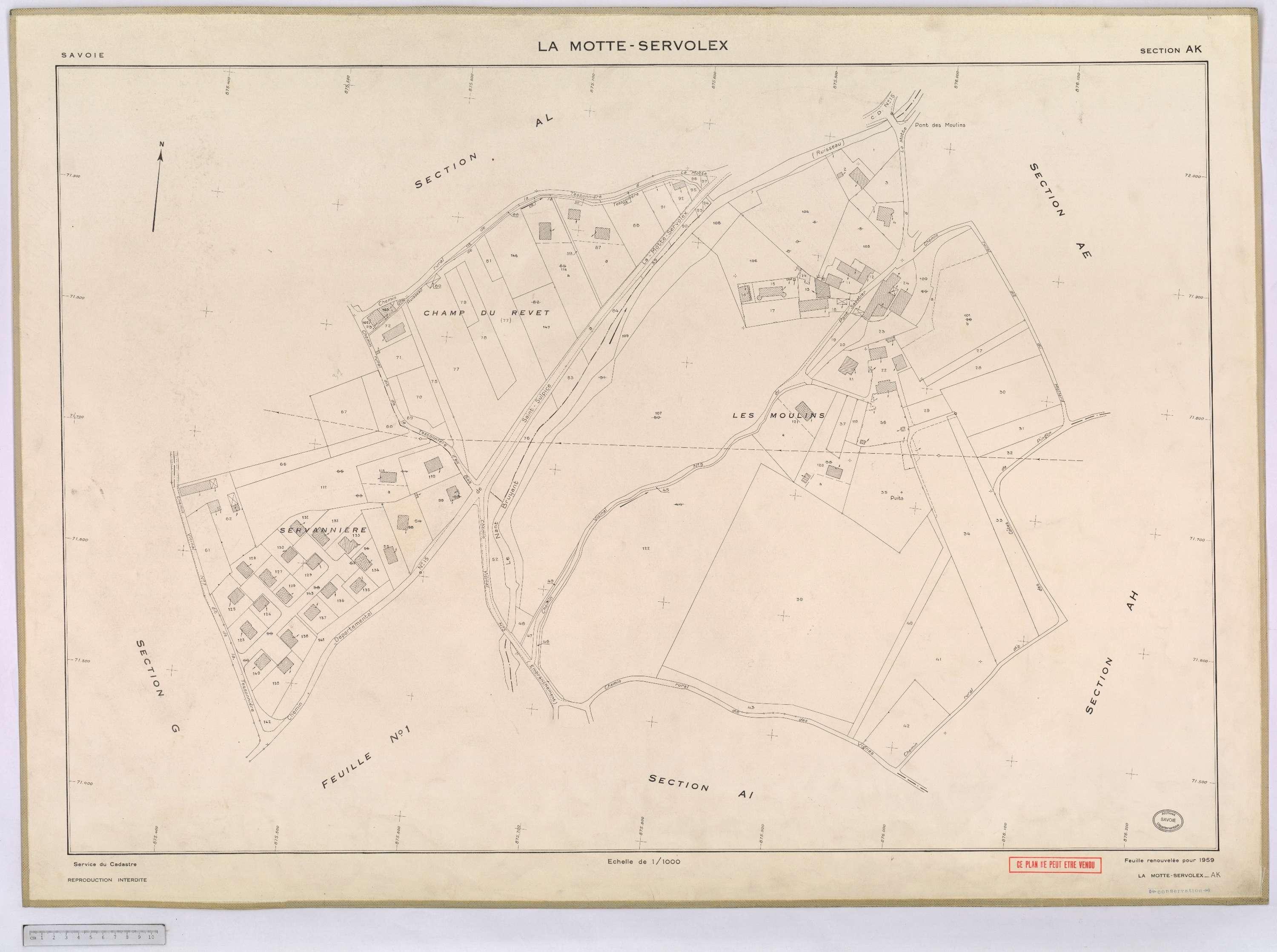 La Motte-Servolex - Cadastre remembré (1959).