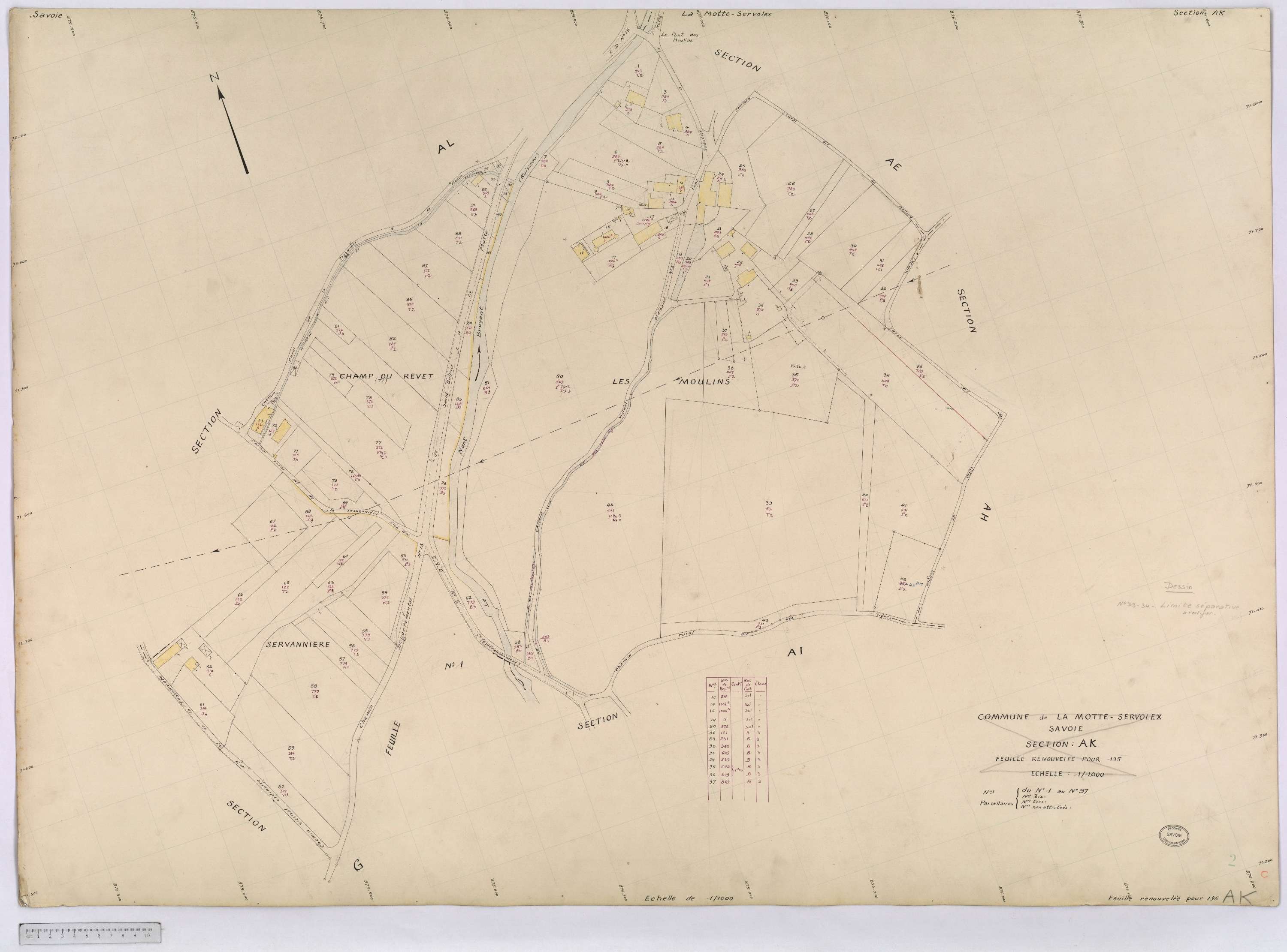 La Motte-Servolex - Cadastre remembré (1959).