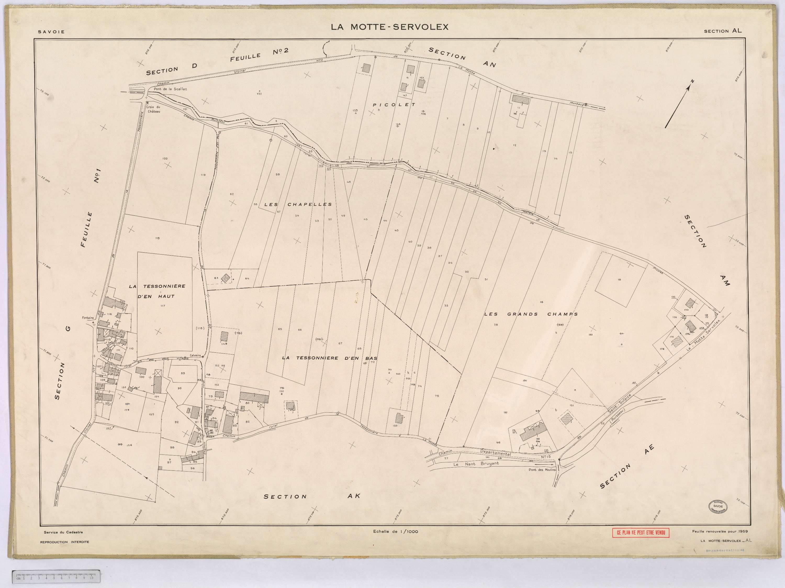 La Motte-Servolex - Cadastre remembré (1959).