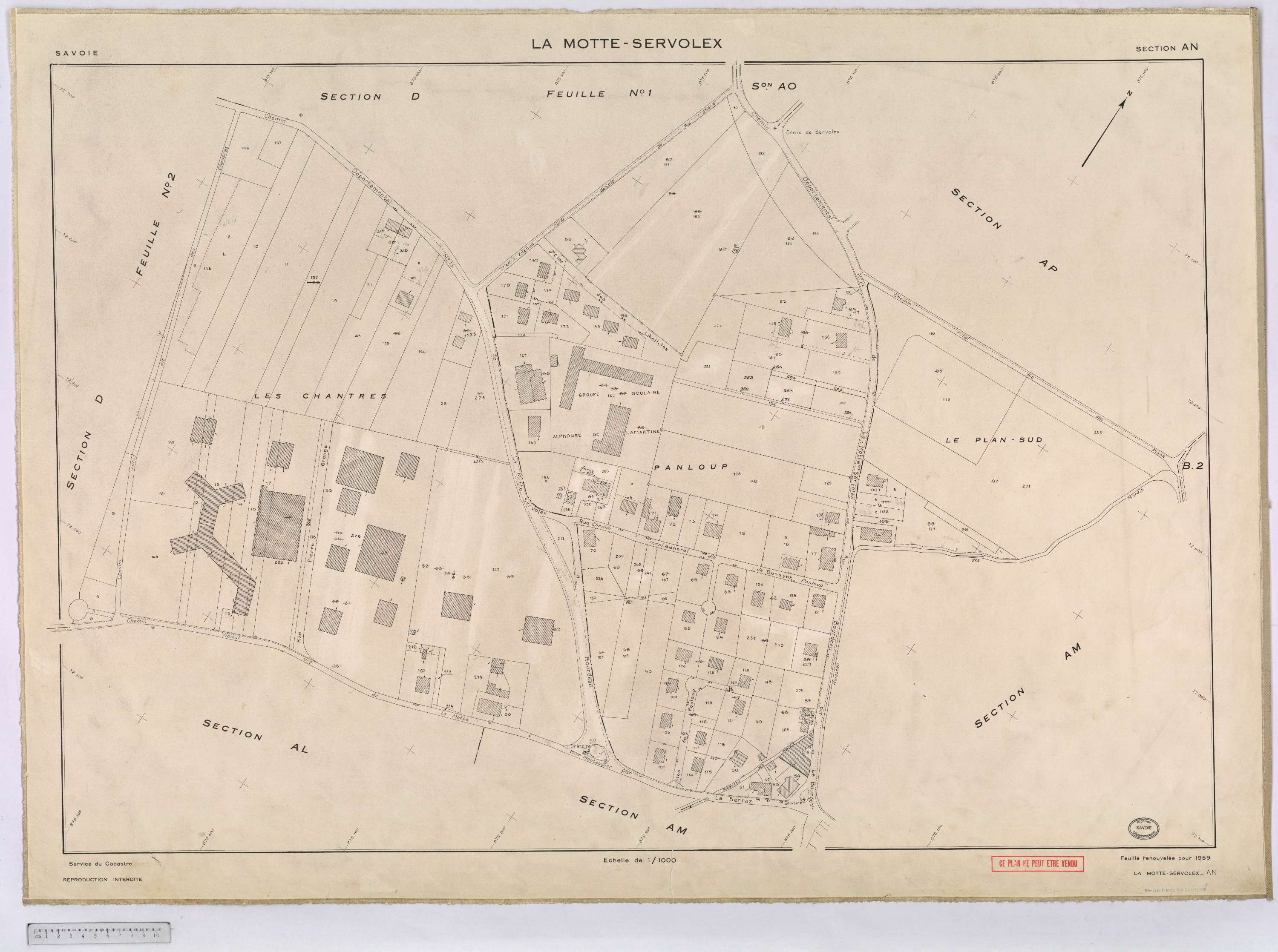 La Motte-Servolex - Cadastre remembré (1959).