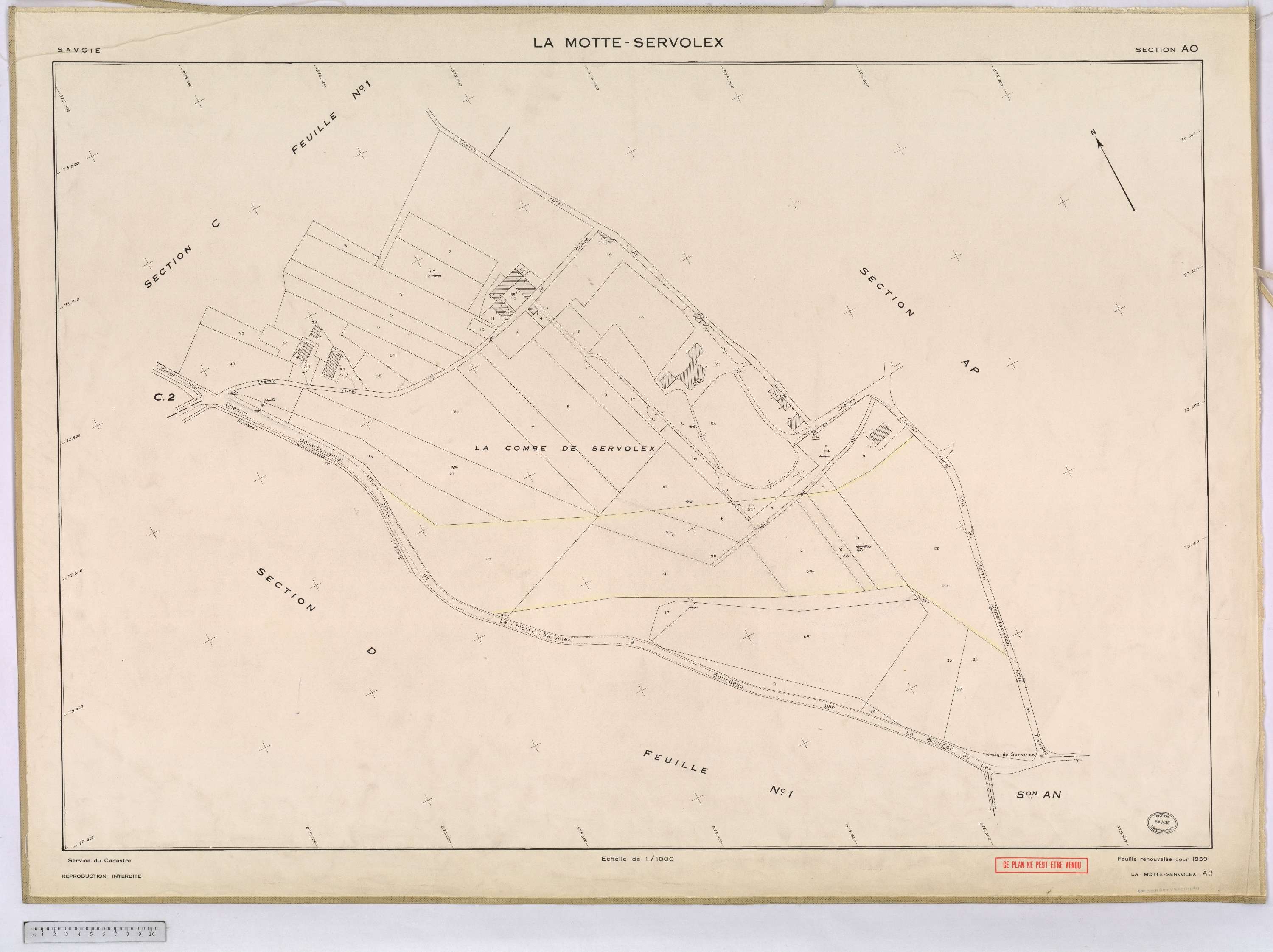 La Motte-Servolex - Cadastre remembré (1959).