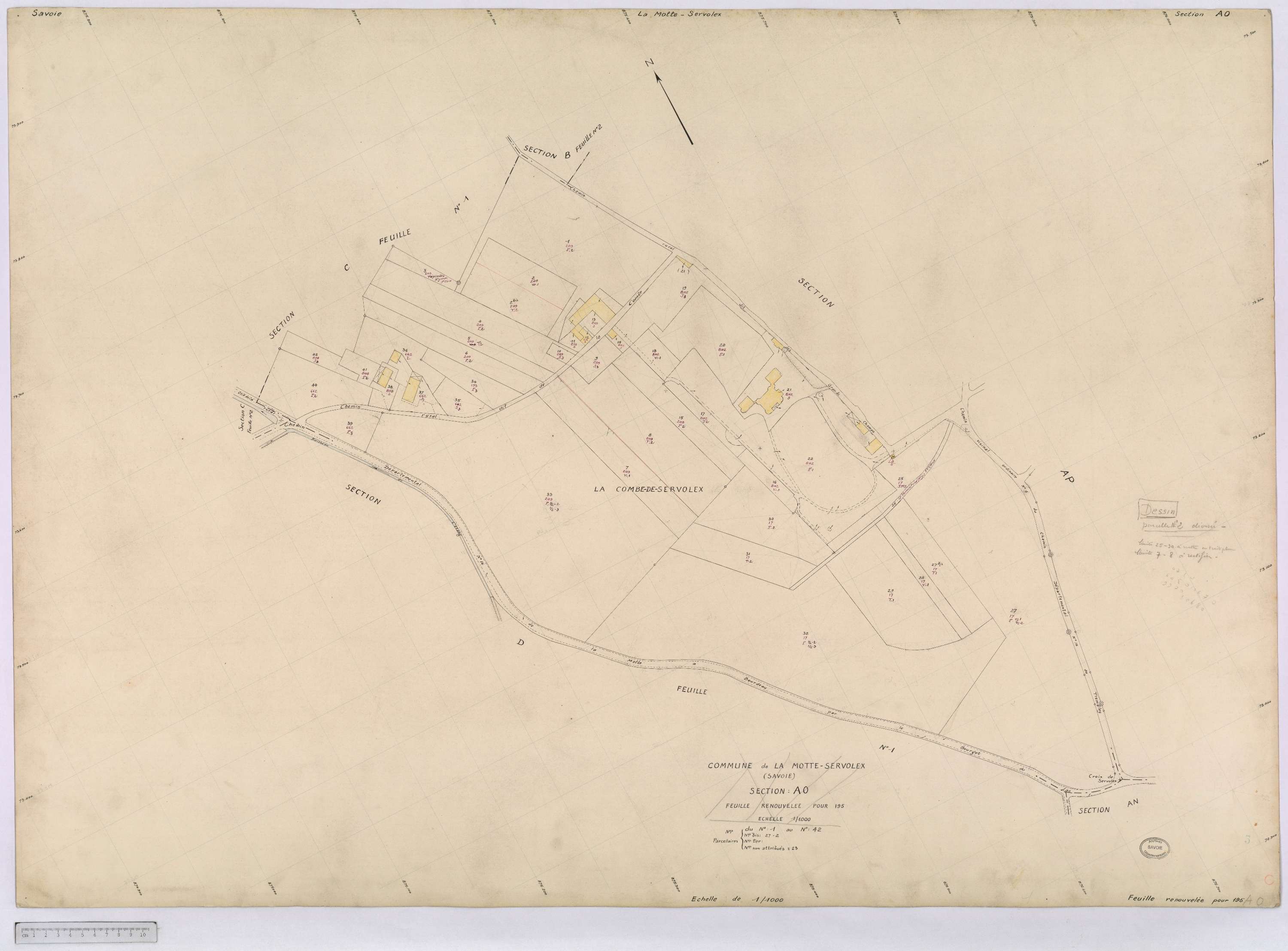 La Motte-Servolex - Cadastre remembré (1959).