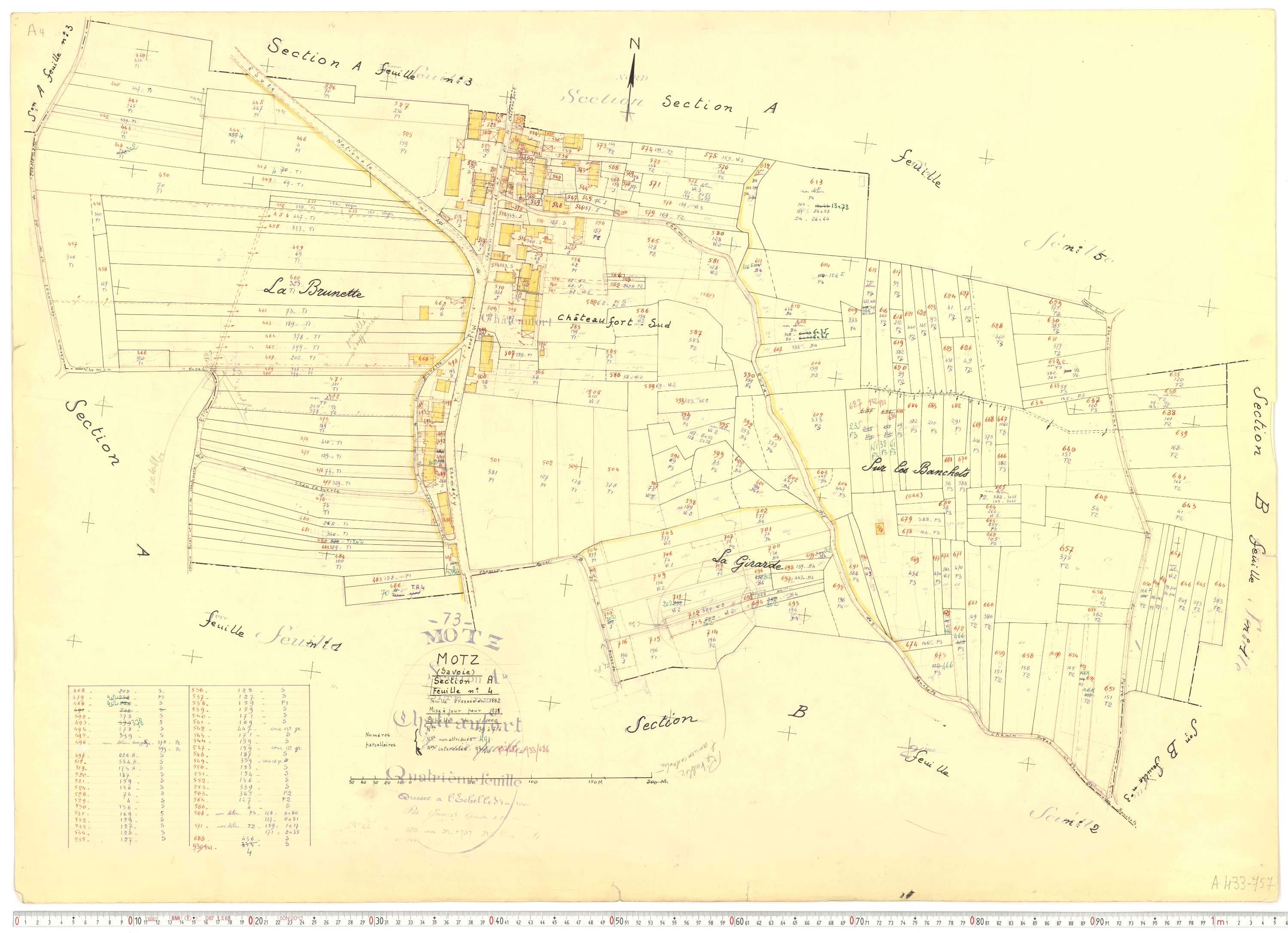 Motz - Cadastre rénové, version de travail (1971).