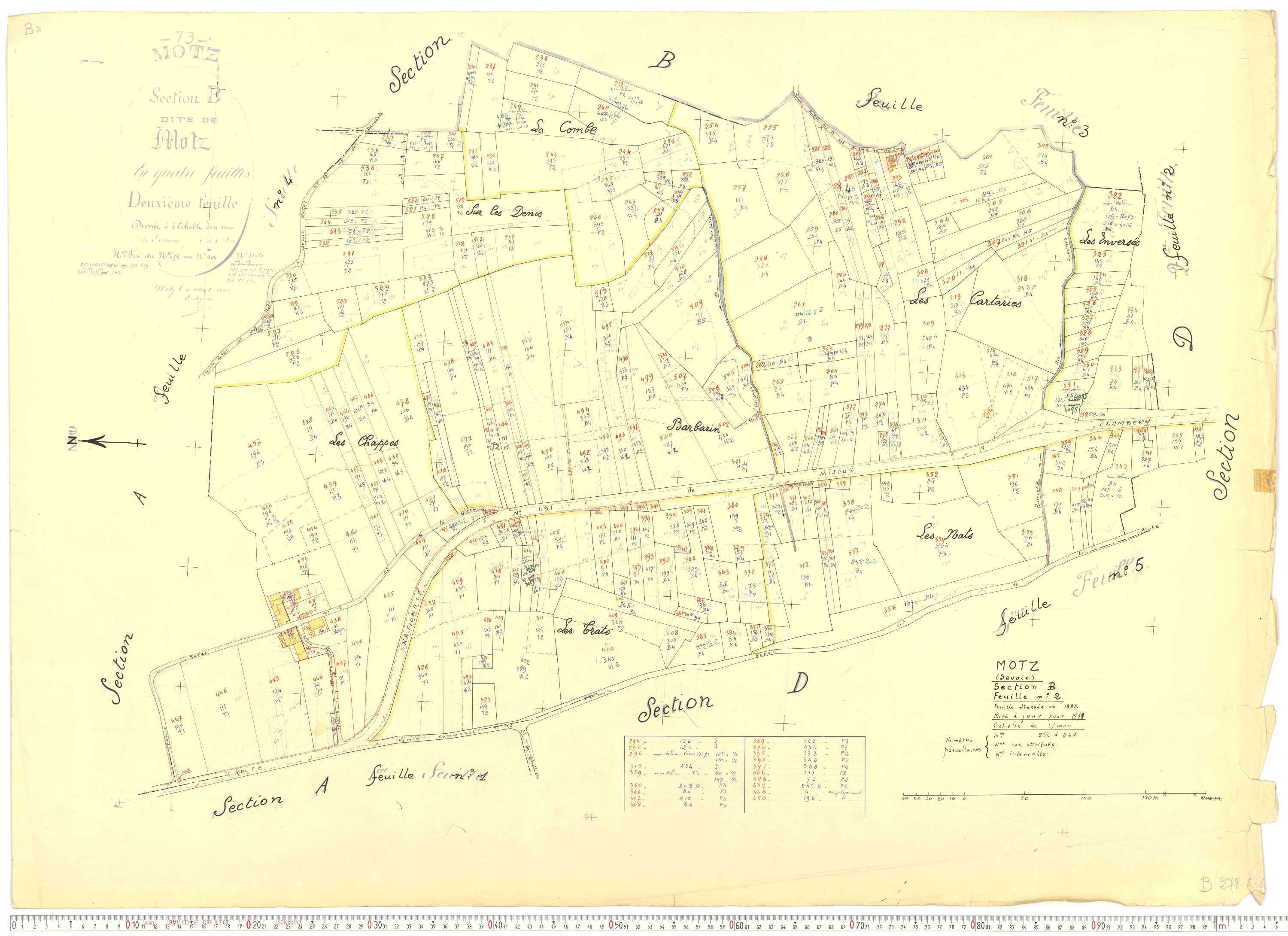 Motz - Cadastre rénové, version de travail (1971).