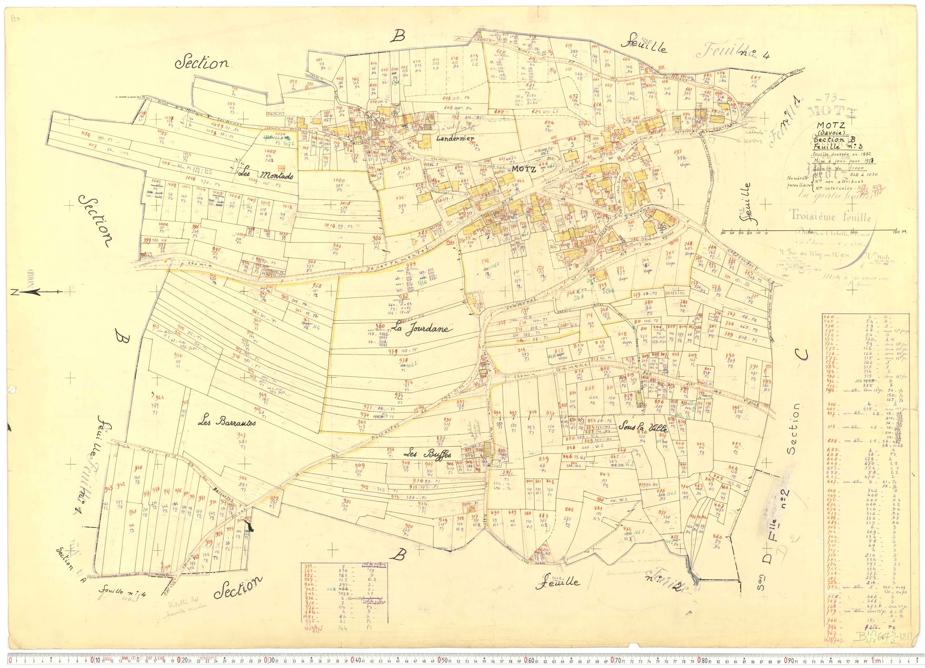 Motz - Cadastre rénové, version de travail (1971).